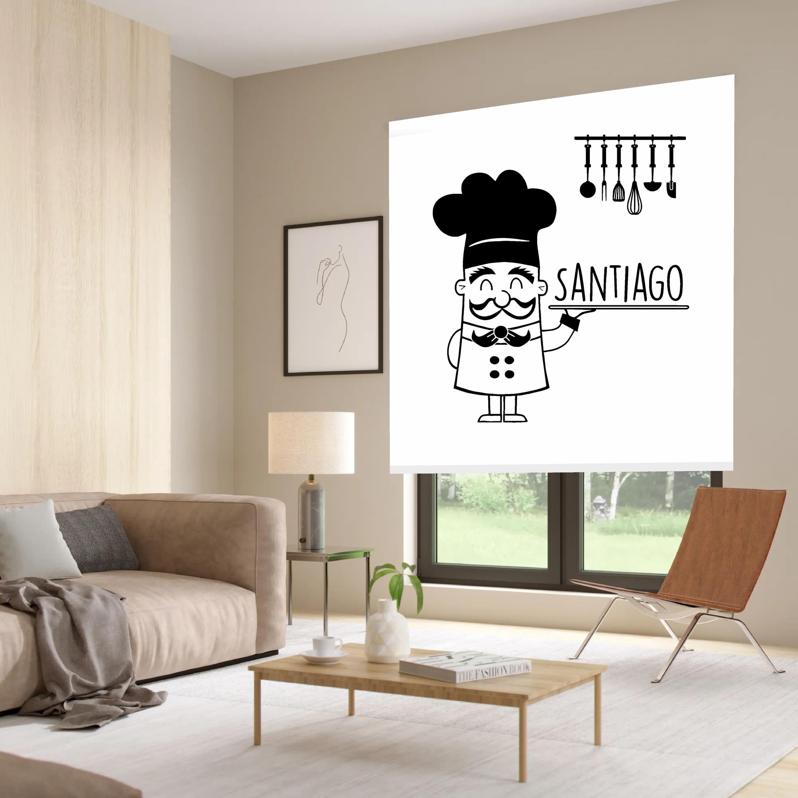 Estores personalizados Cocina Cheff. Estor enrollable translucido para cocina. Estores para poner nombre hombres Decoración hogar. Decoracion Cocinas (160x170)