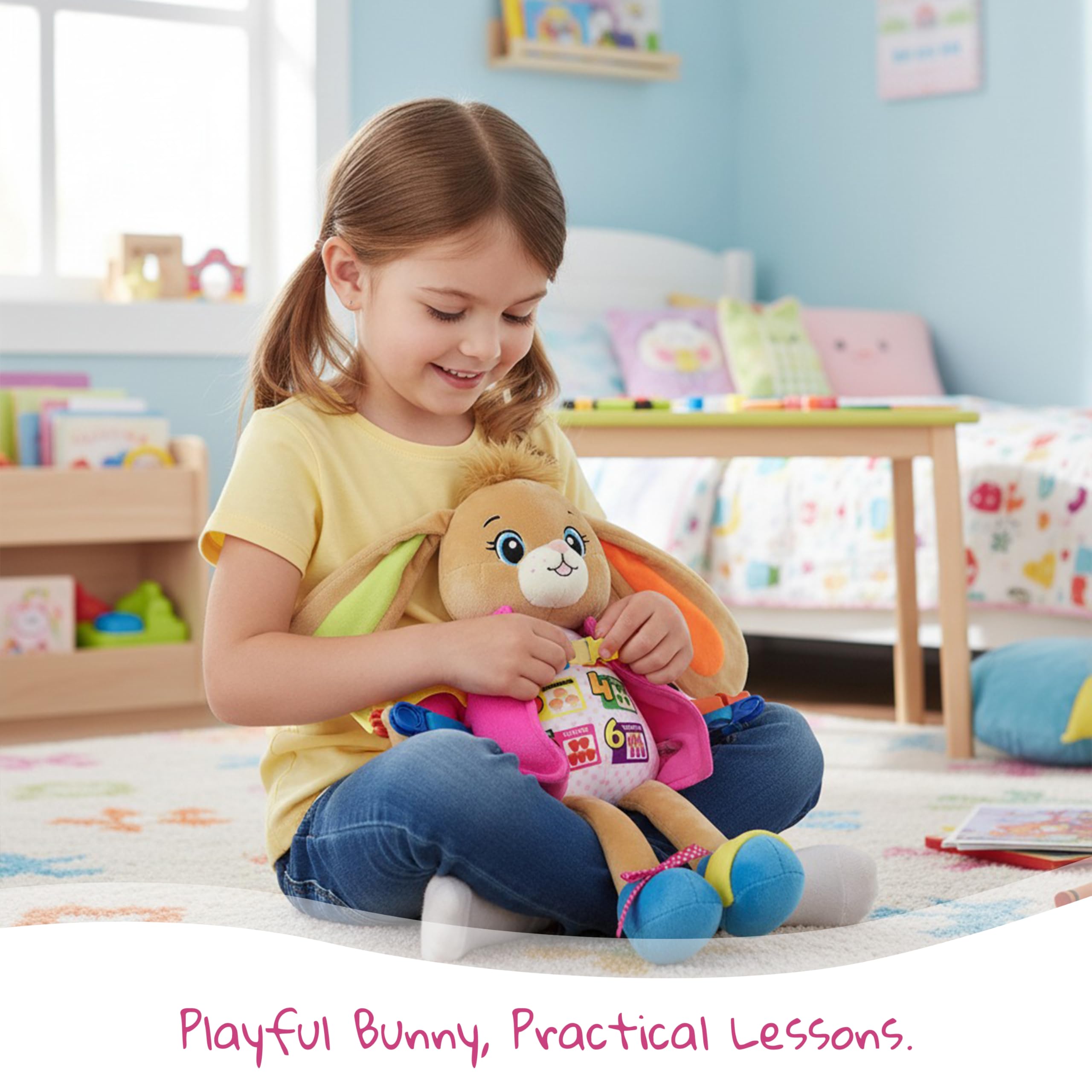 Lullaberry 40cm Dressy Friends Bunnie, Educational Stuffed Plush Doll For Kids and Toddlers 18 Months and Up - Image 4
