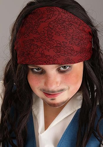 Miniatura 4 de Piratas del Caribe - Disfraz de capitán Jack Sparrow para niños, disfraz de pirata azul y blanco para Halloween
