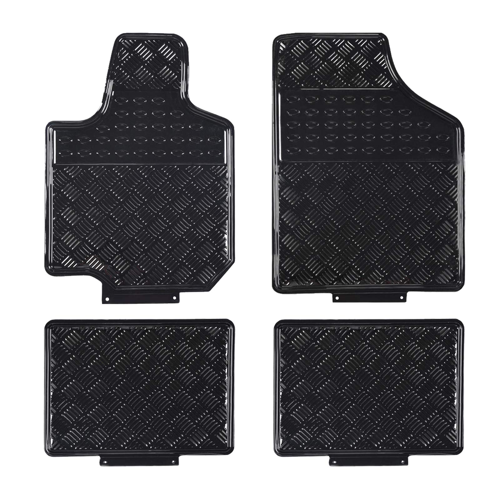 August Auto All Weather Aluminum Universal Fit Car Floor Mats Fit for Sedan, SUVS, Truck and Vans Set of 4pc (Black)