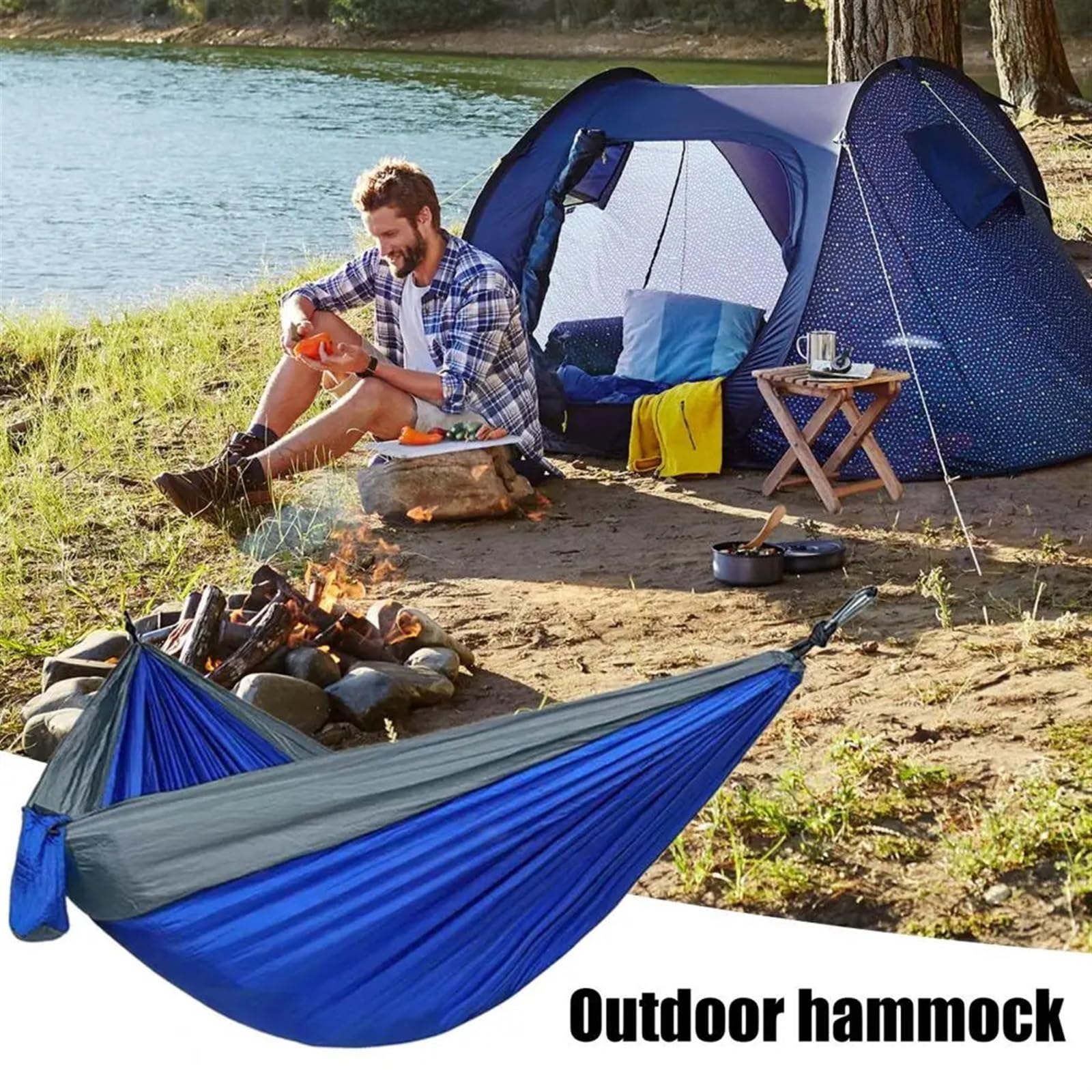 Hamac de Camping Compact et Durable, Portable, avec Une Forte capacité de Charge, for Les Aventures en Plein air, Simple for Le Camping pour la randonnée, Le Camping(Orange)