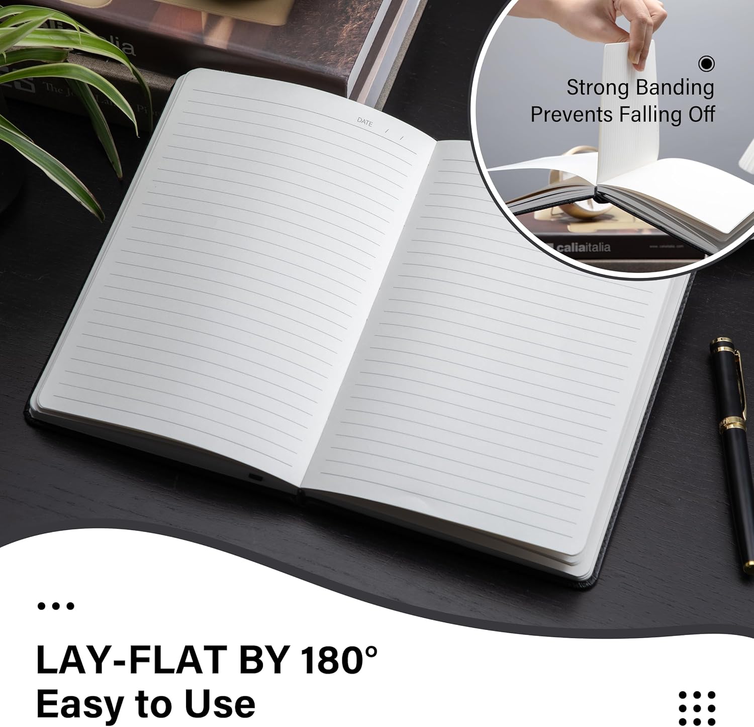 CAGIE Journal for Men Gifts Box Included, 290 Pages Lined Mens Journal with Pocket, A5 Journals for Writing Hardcover Leather Notebook, 5.6 x 8.3 inch, Black