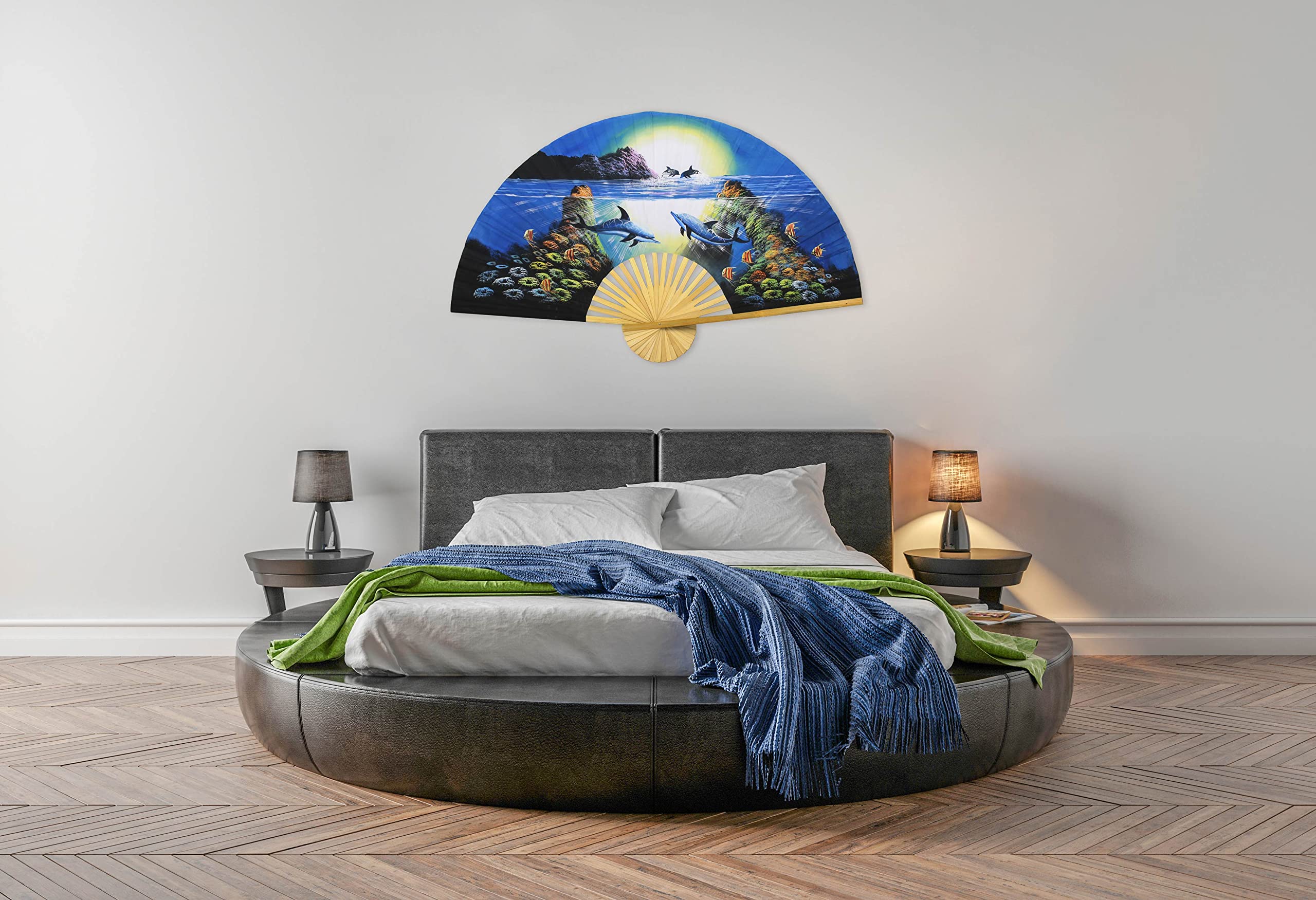 Amazon.com: Nautical Decor Folding Wall Fan Hand-Painted Beach