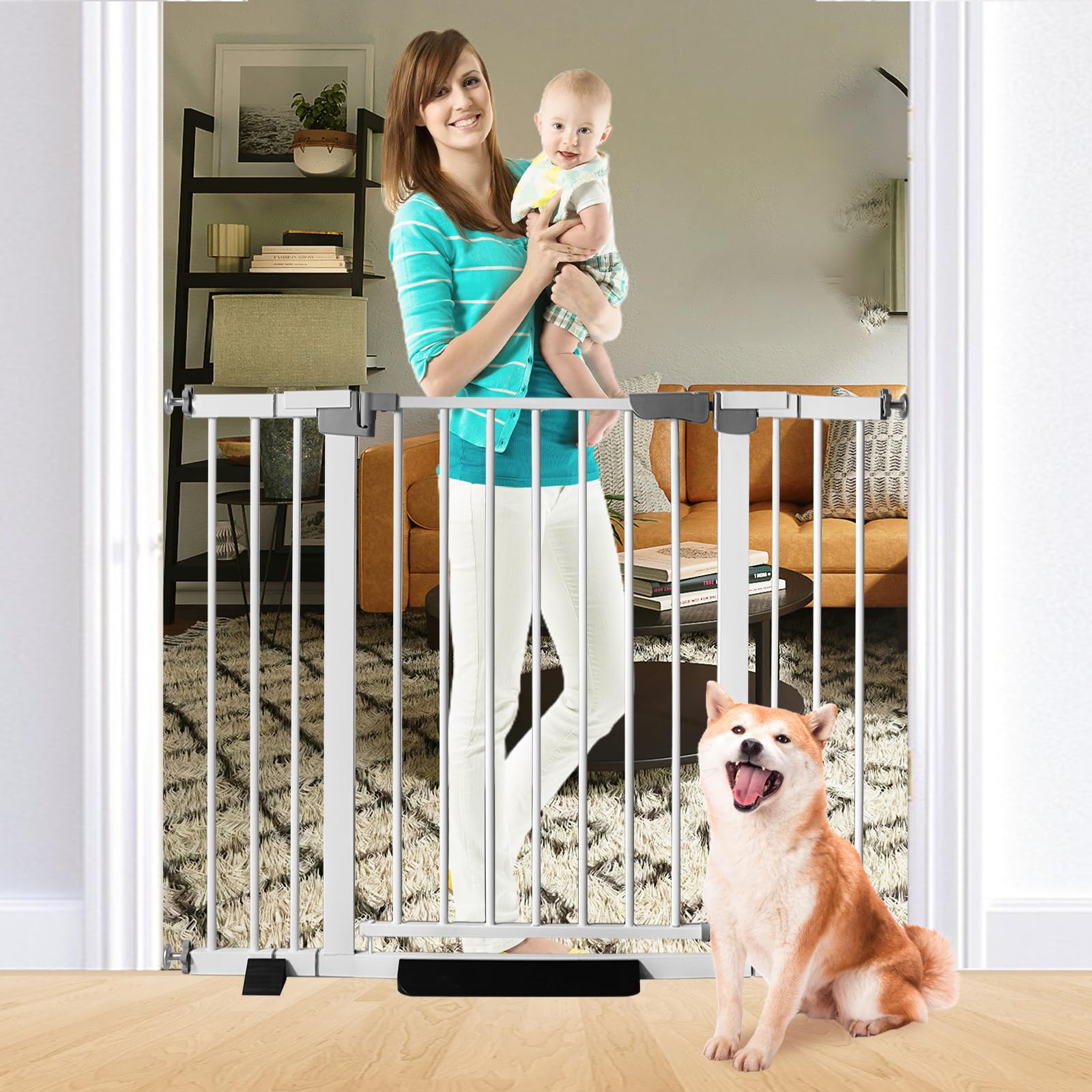 SHYUJAJIE Puerta de bebé de 30 pulgadas de alto con cierre automático para perros