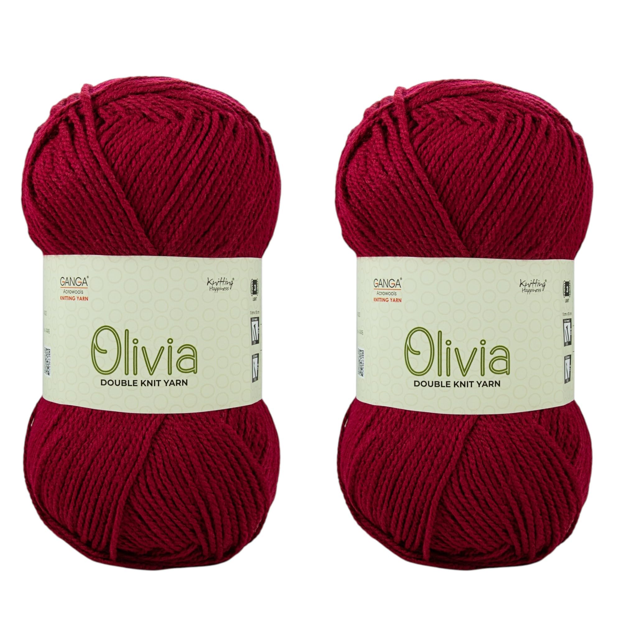Ganga Acrowools Olivia Yarn - Maroon (2 Balls) -1 Ganga Acrowools Olivia Yarn - Maroon (2 Balls) -1