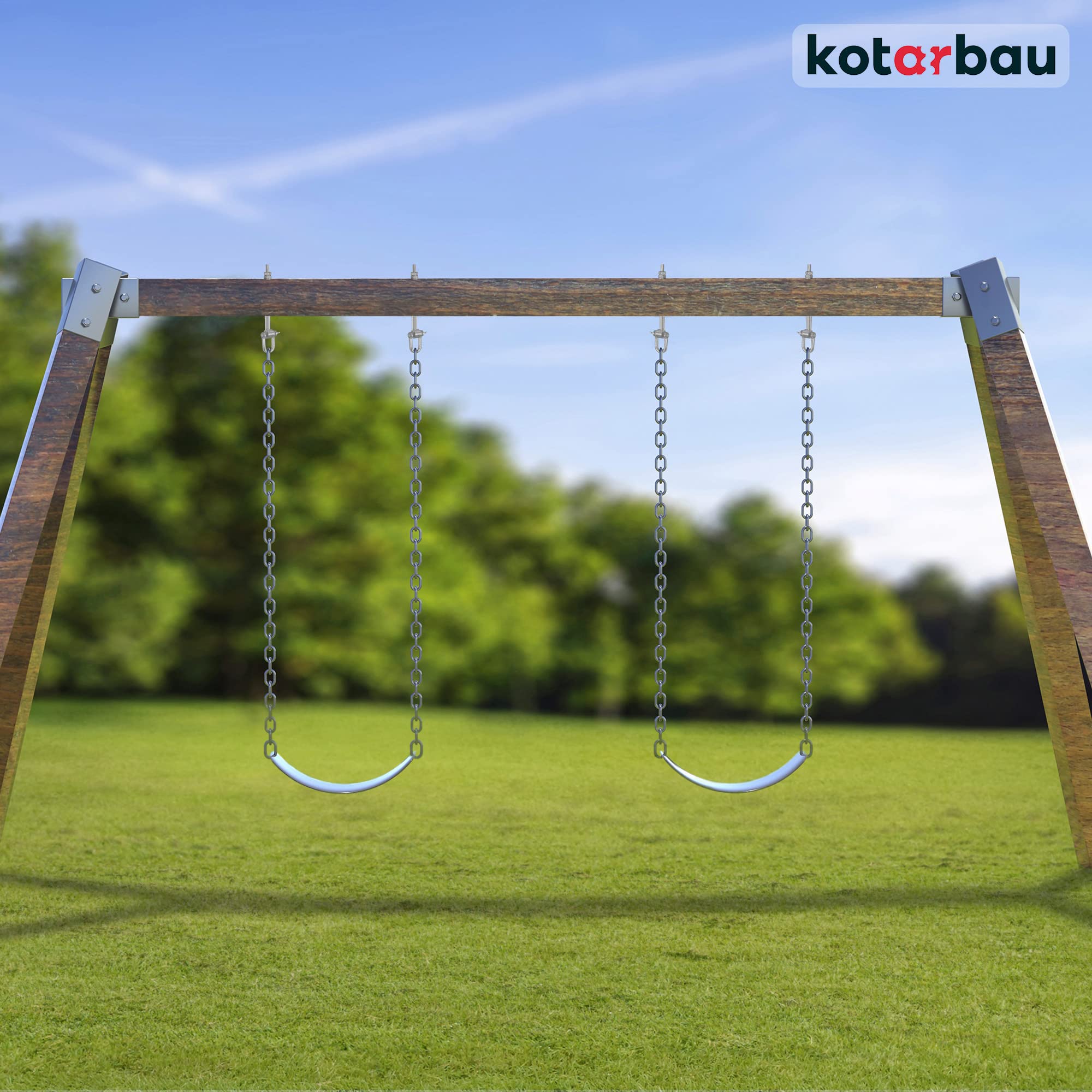 KOTARBAU® 2 pz Ganci Altalena - Acciaio Zincato - M10 x 200 mm - Argento - Gancio per Altalena Resistente - Gancio per Travi in Legno - per Amaca - Sedia - Sospesa
