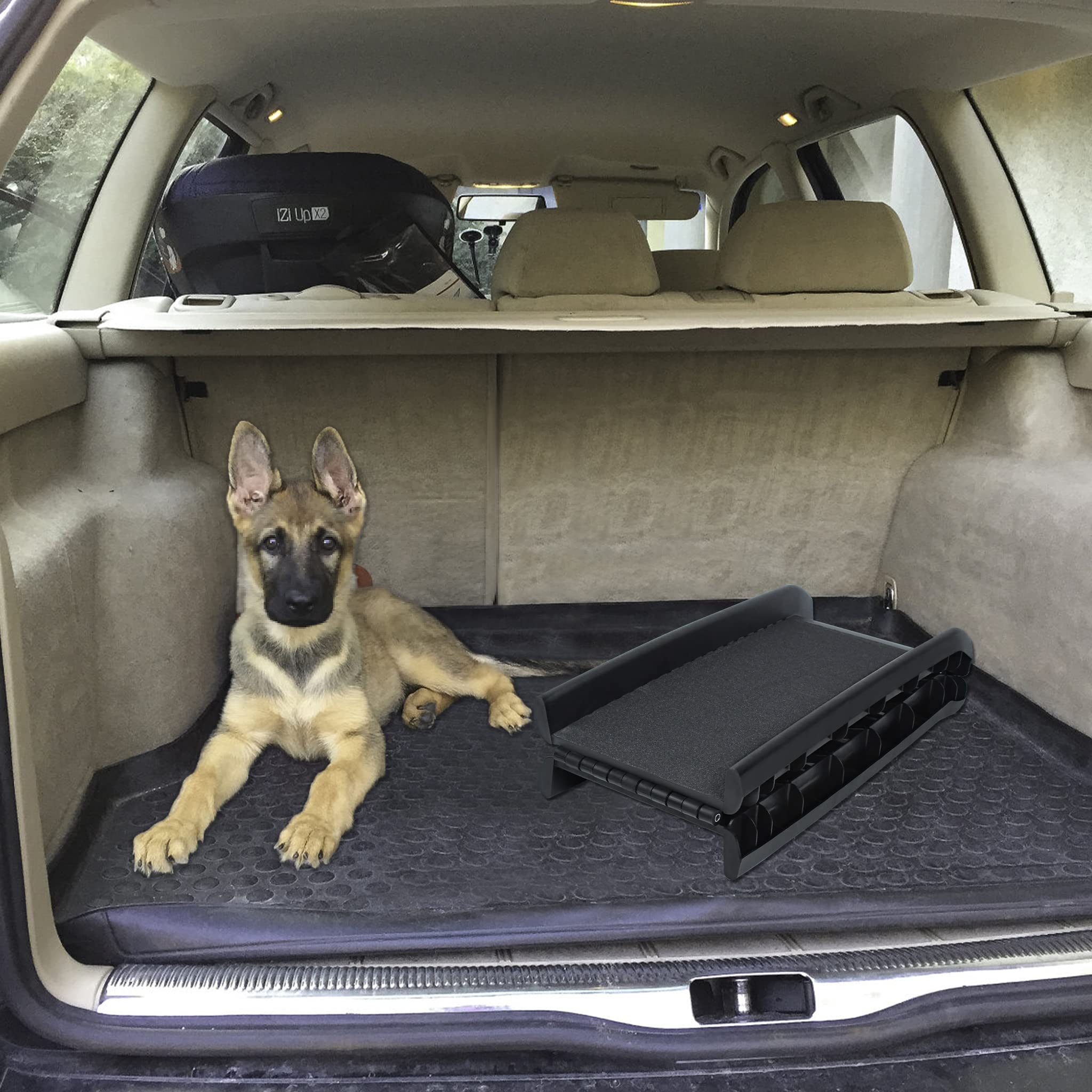 AufuN Rampe pliable pour voiture, escalier robuste avec surface antidérapante, charge maximale : 90 kg, 156 x 40 cm, noir, pour grands et petits chiens