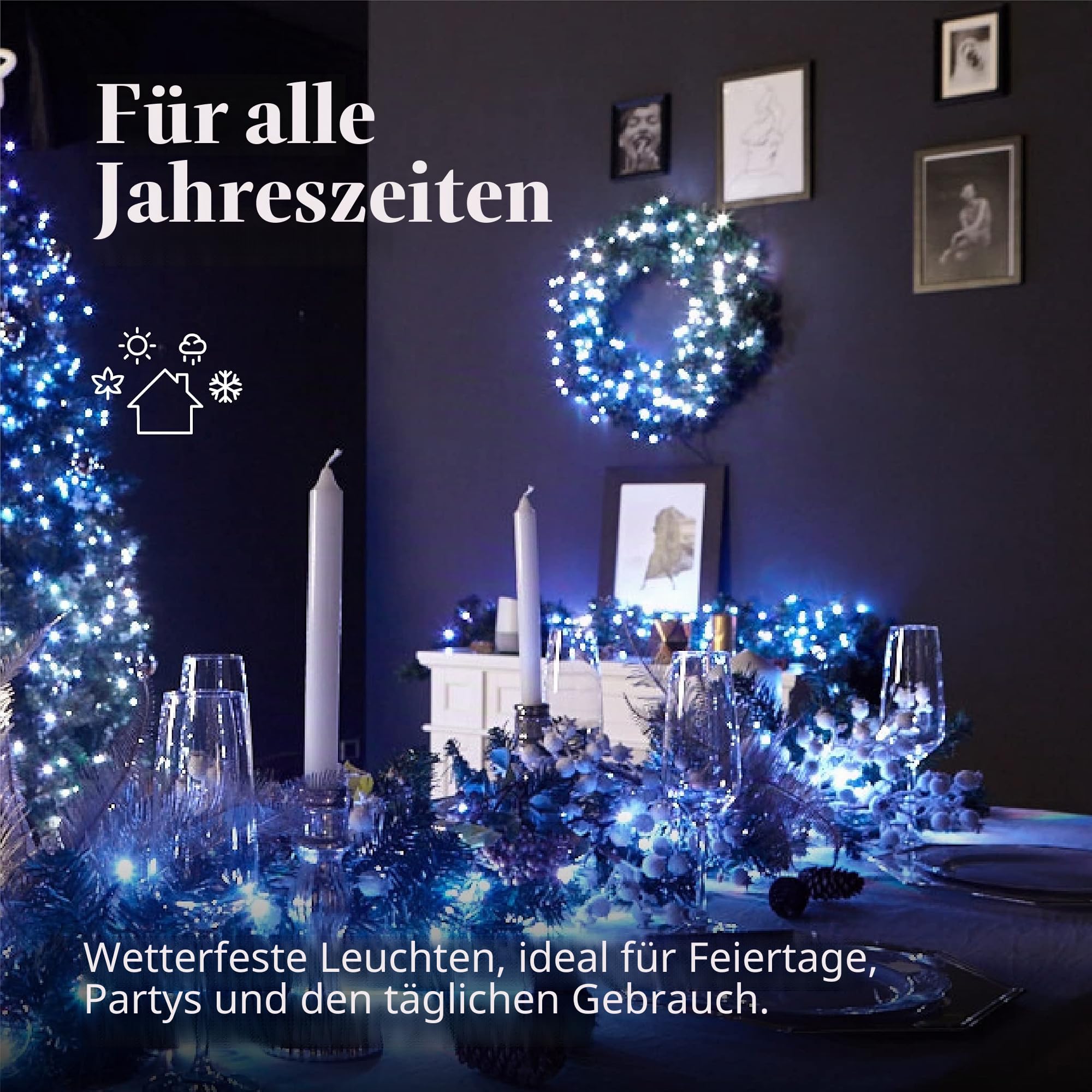Twinkly Türkranz, vorbeleuchtet, per App gesteuert, mit 50 RGB- und weißen LEDs, grünes Kabel – Sonderedition – Innendekoration für Weihnachten – Generation II