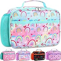 Vista 27 de RHCPFOVR Lonchera para niños – Lonchera aislada para niños y niñas, bolsa de almuerzo lavable y lonchera reutilizable para niños pequeños a prueba