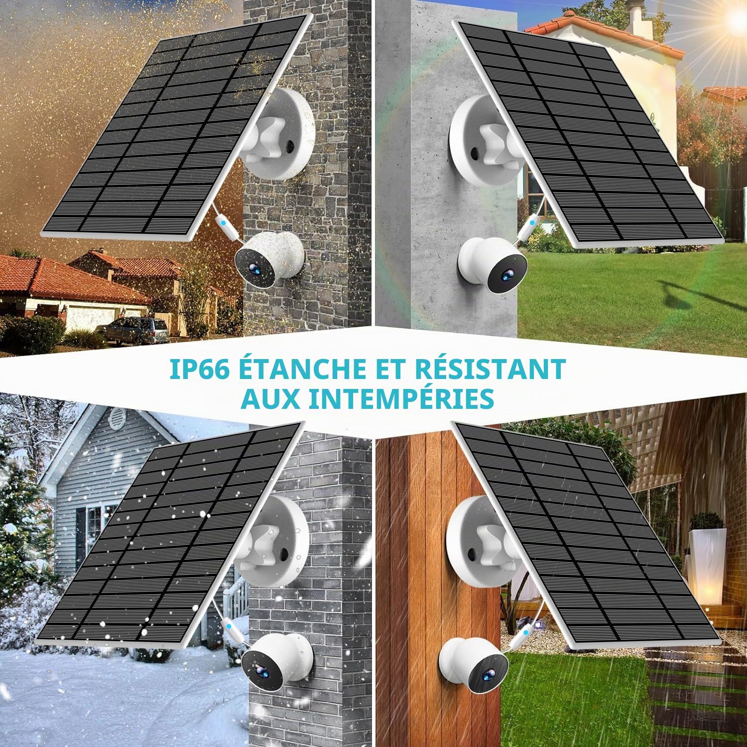 Panneau solaire amélioré de 6W avec lumière de respiration d'alerte de charge, compatible avec la caméra Google Nest Camera Outdoor & Indoor & 2nd Generation (Battery Version), installation facile