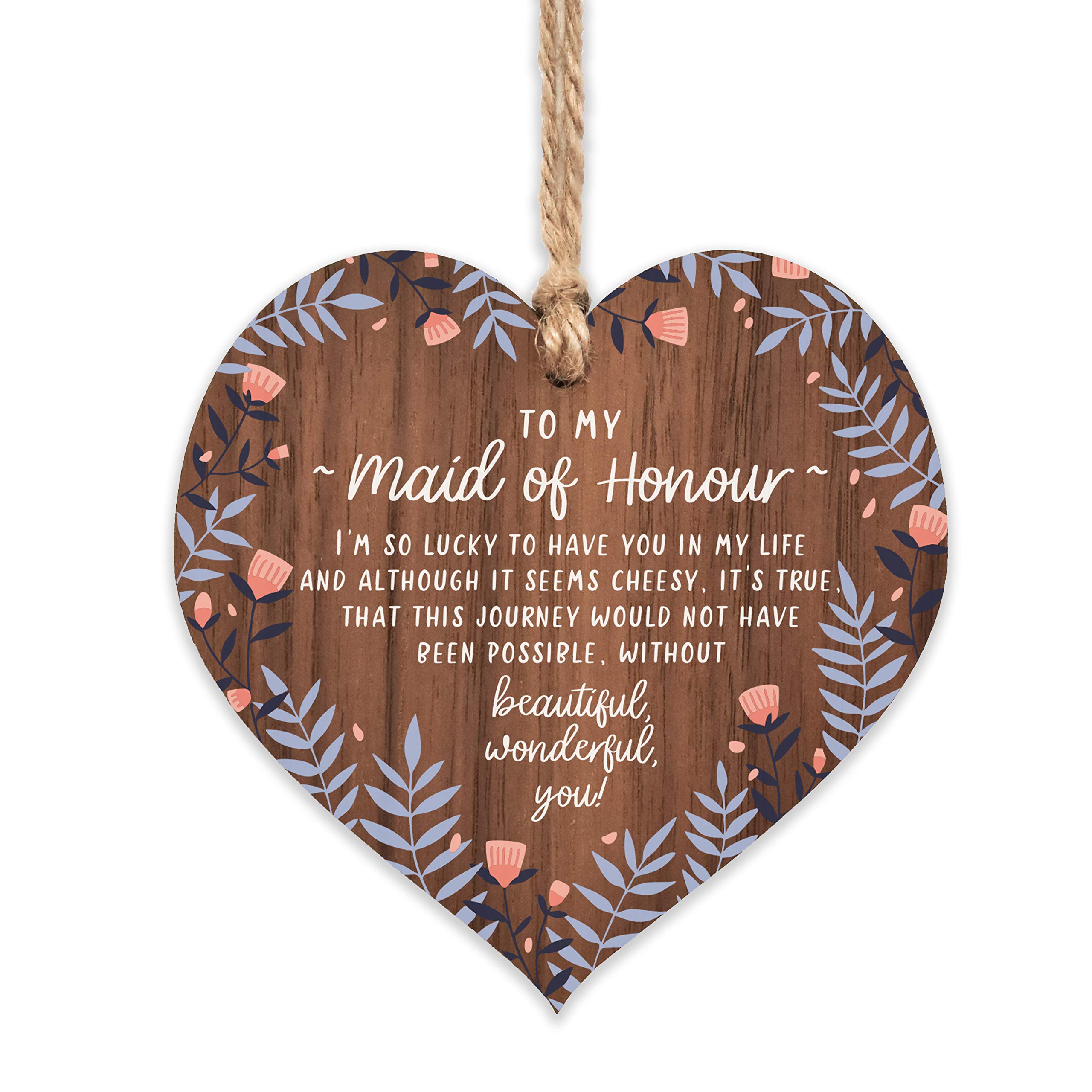 Thank you for being my Maid of Honour/Matron gifts | floral ornament for women | wedding uk gift bags | womans daughter keepsake | thank you presents poem hen party | blue white peach patterns