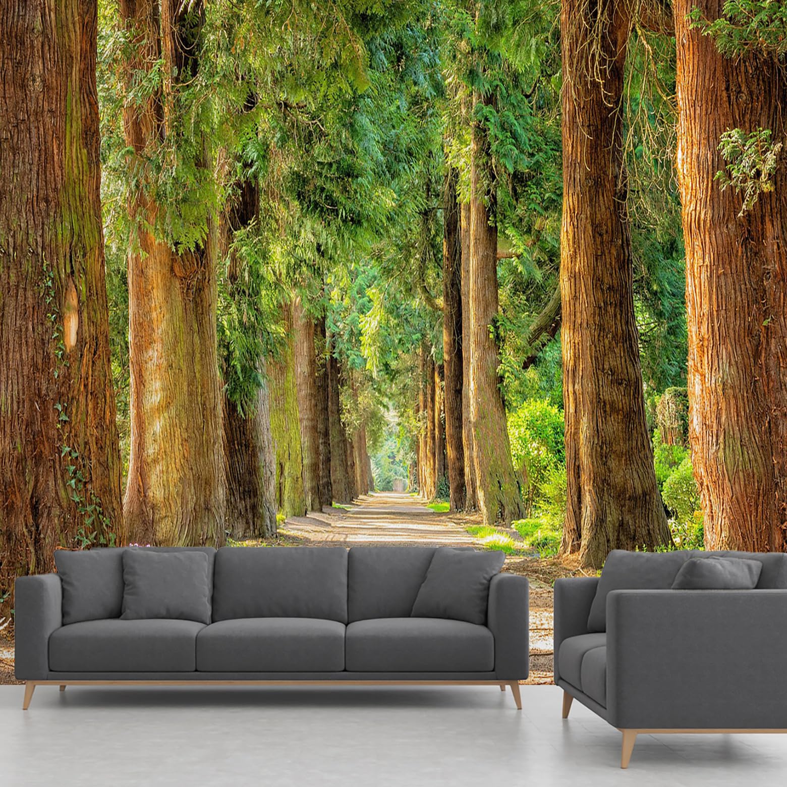 Woodland Wallpape Forest Tree Path Wall Mural 200x150cm