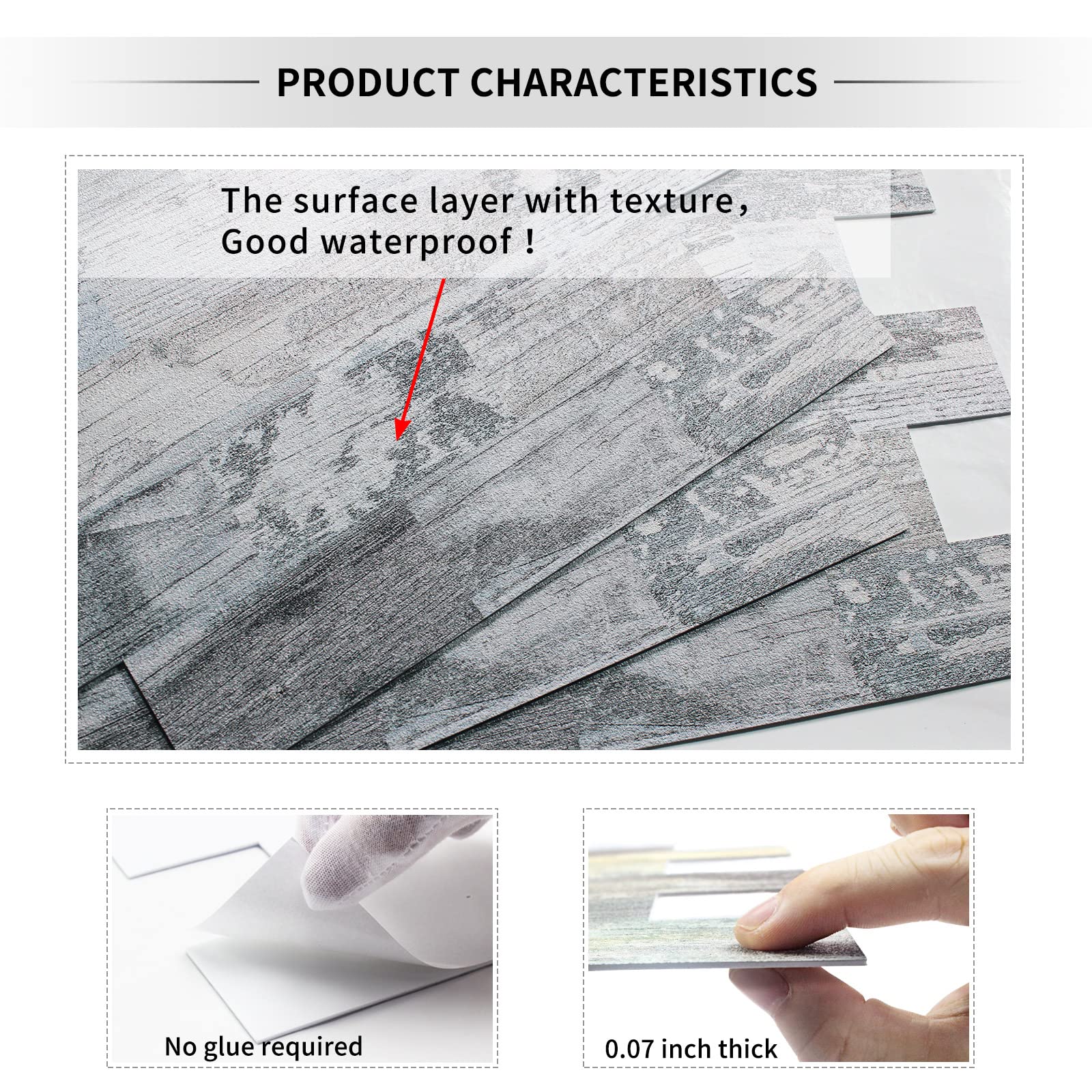 DEWOO 20-Sheet Kitchen backsplash Bathroom self Adhesive Tiles splashbacks Wood for Walls (12''x 12''), Pale Wood main image 0