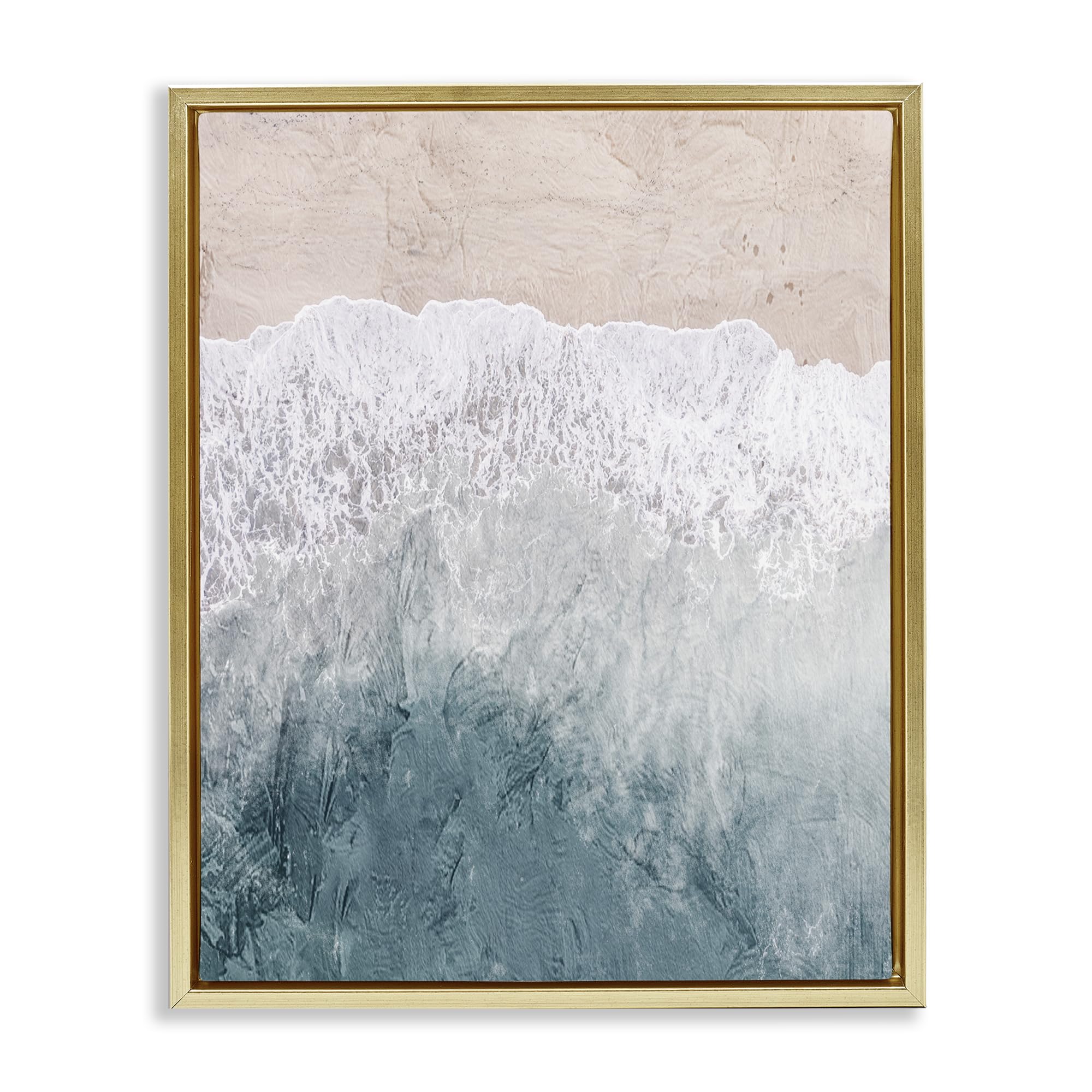 Stupell Industries Metallic Gold (Matte) 'Beach Top Shore'| Floating Frame Canvas Art