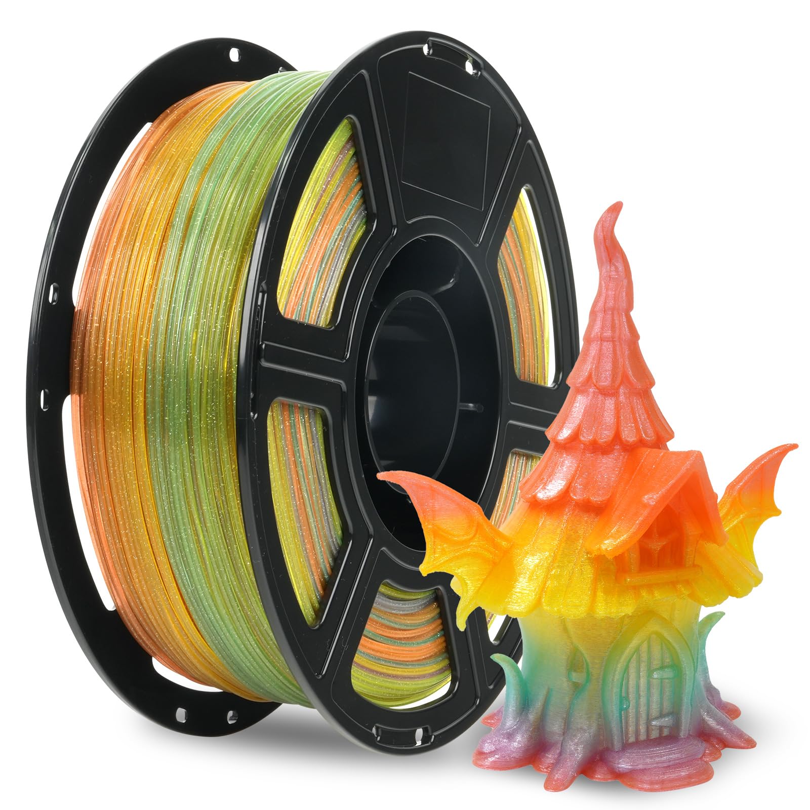 Flashforge PLA Kristall 3D-Drucker Filament 1.75mm, 3D-Druck Material, Spulen-Maßgenauigkeit +/- 0.02mm Passend für die meisten FDM/FFF Drucker (Sommer-Fantasie,1kg)