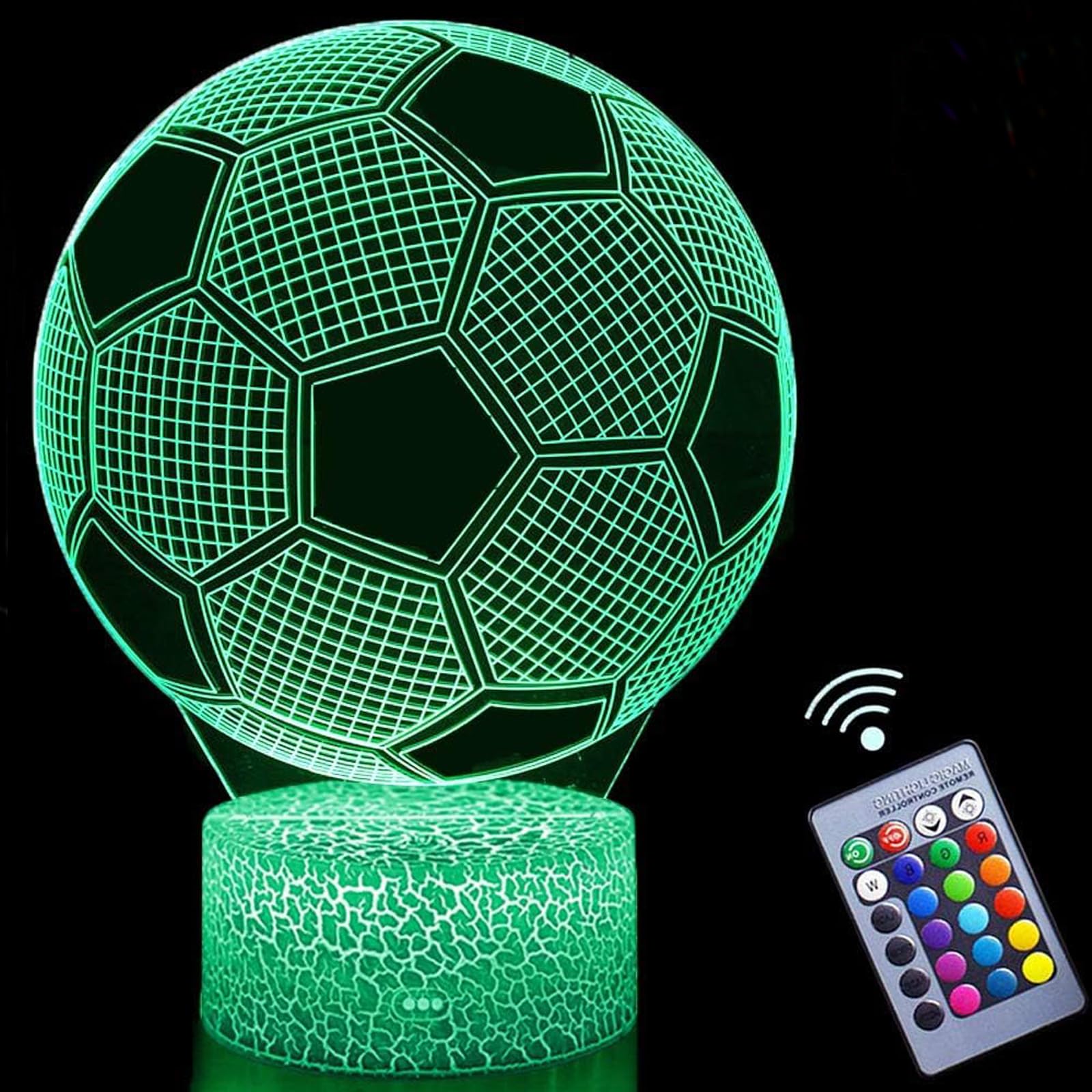 Luz nocturna de fútbol, lámpara de fútbol 3D con 16 colores cambiantes, control táctil y remoto, lámpara de escritorio decorativa, regalo de cumpleaños para niños y amantes del deporte