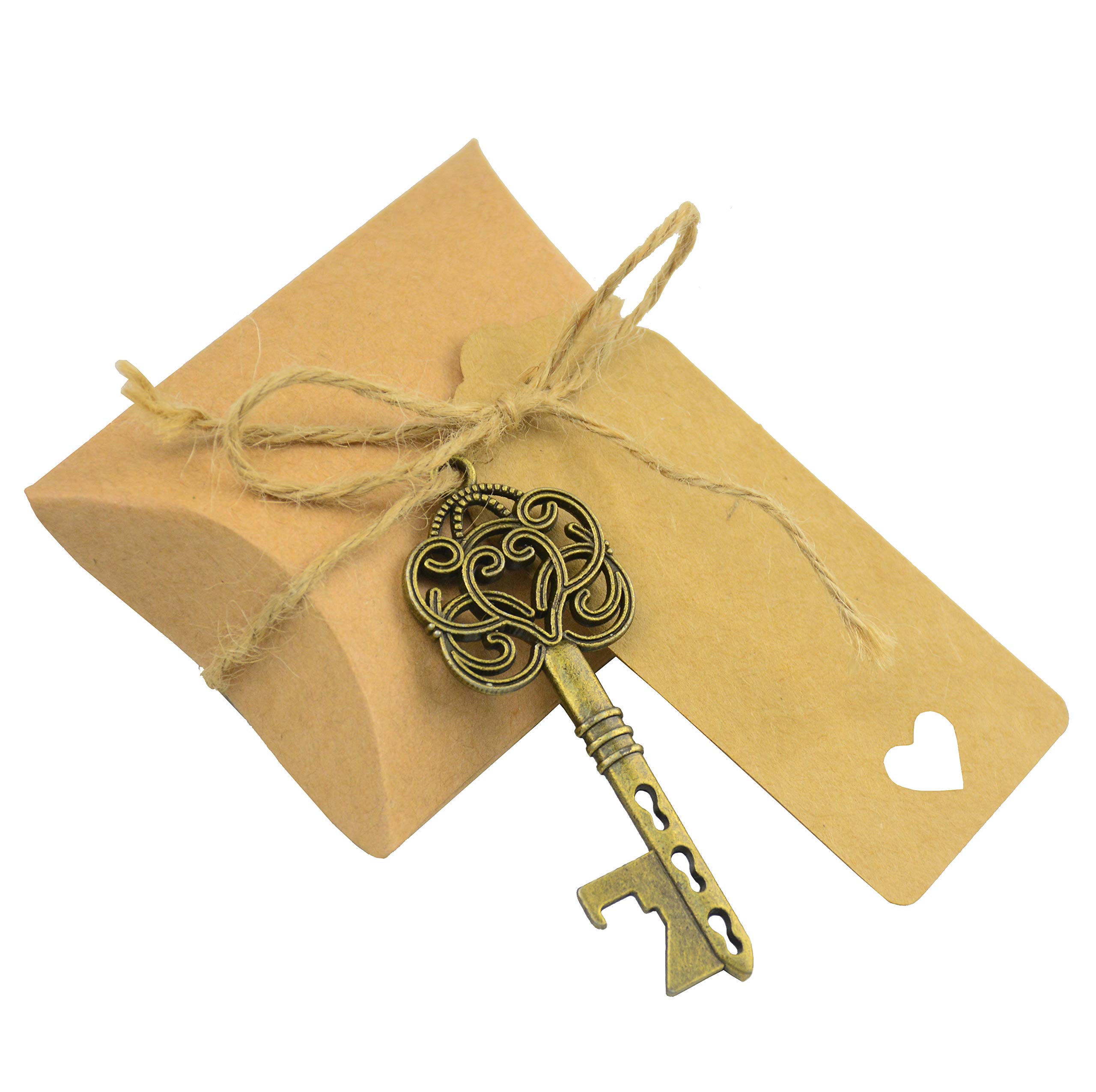 Favor de la Boda Regalo de Recuerdo Set Caja de Dulces Esqueleto Llave Abrebotellas French Ribbon