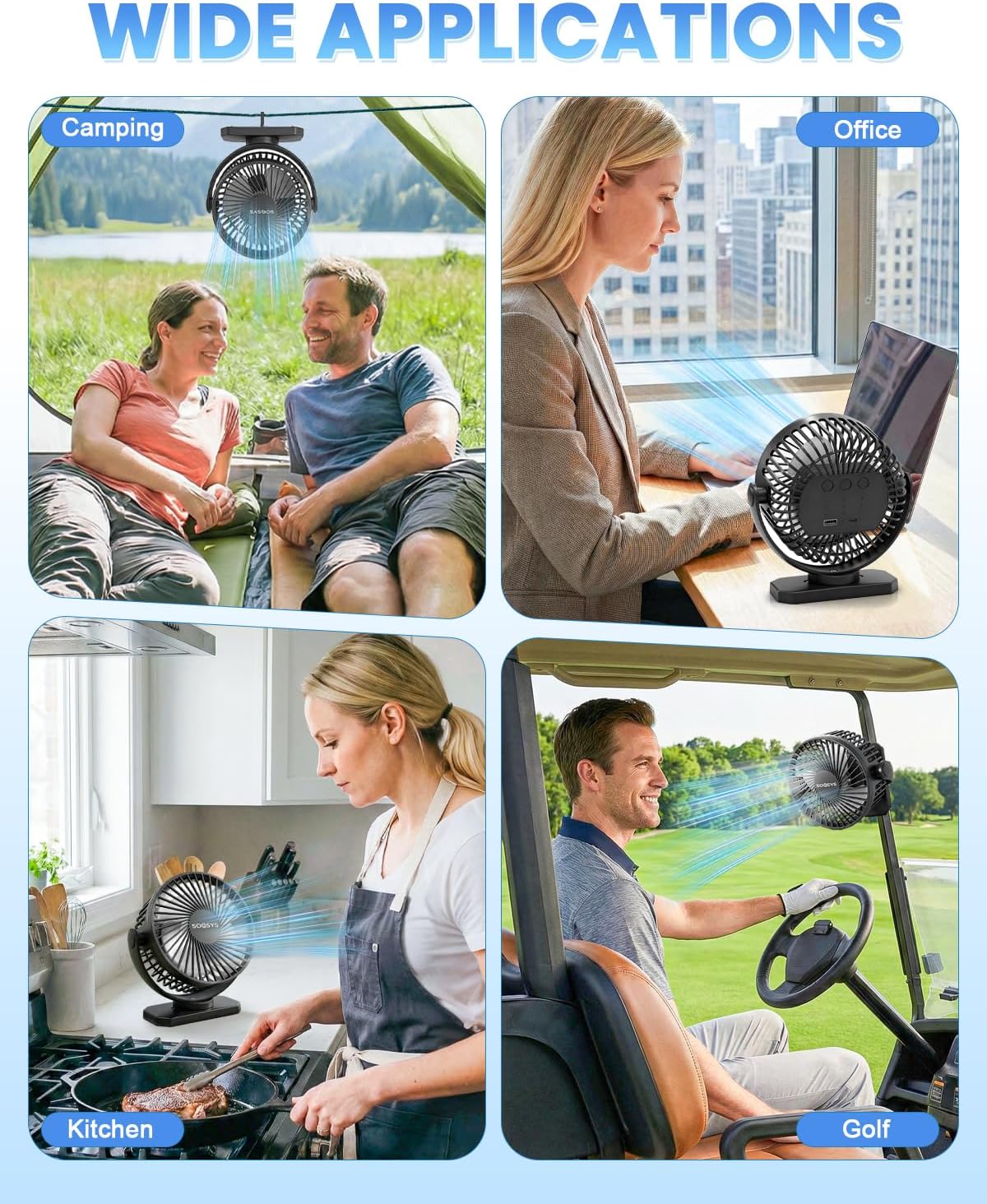 Cruise Approved Magnetic Fan with 12000mAh Rechargeable Battery, Cruise Fan with 3 Speeds, Timer, Led Lights, Power Output & Bottom Hook, Portable Fans for Camping Travel Cruise Essentials - Image 9