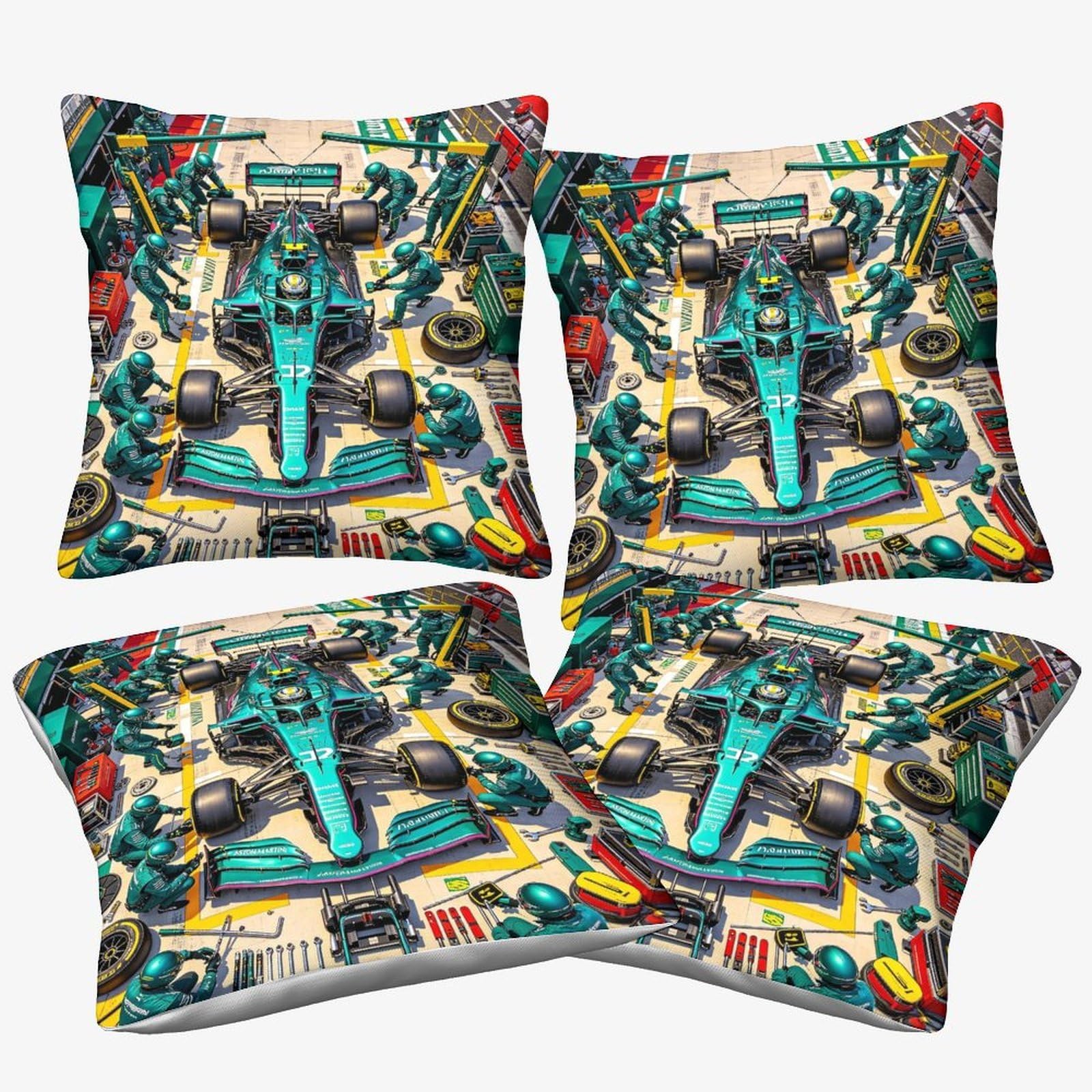 Dafufbw Astonmarting Racing Cushion Cover Gifts, Room Decor Pit Stop Home Decorations Throw Pillow Case Skull Bedroom Livingroom Couch Sofa 40X40cm, 4Pcs