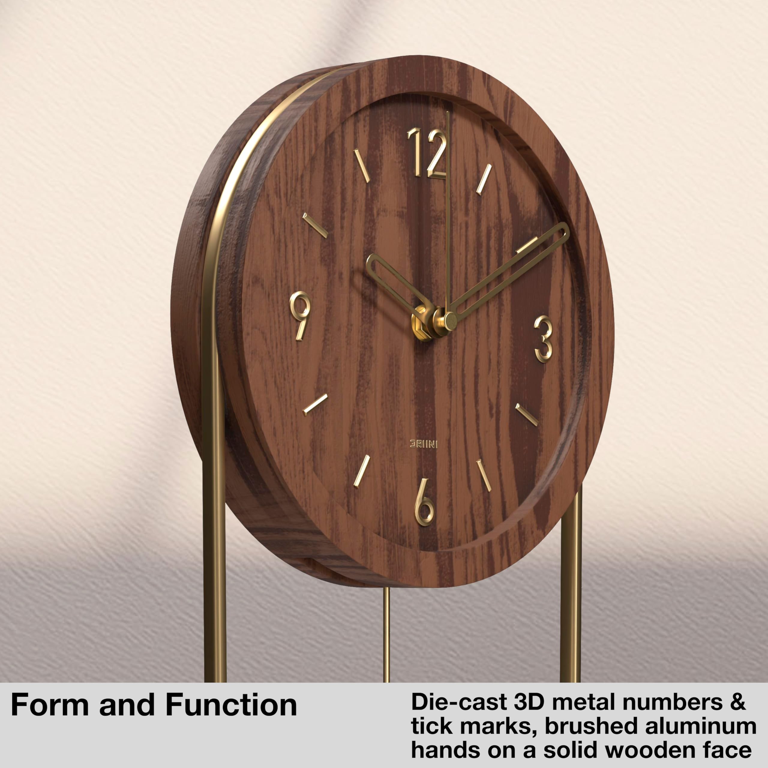 Driini Moderno reloj de péndulo de madera (negro) (madera oscura)