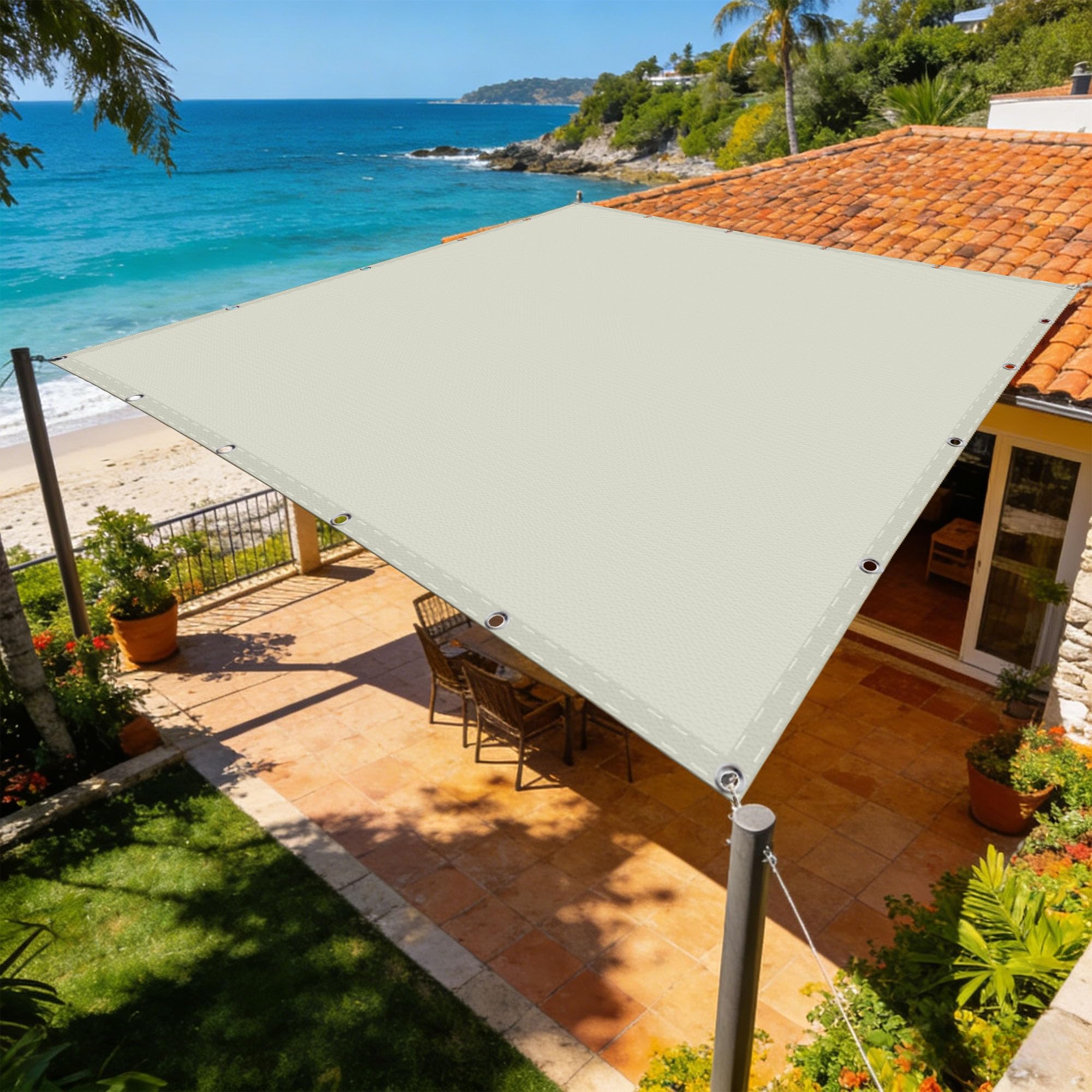 Voile d'ombrage pour patio et balcon 1.4 x 3 m bâche imperméable