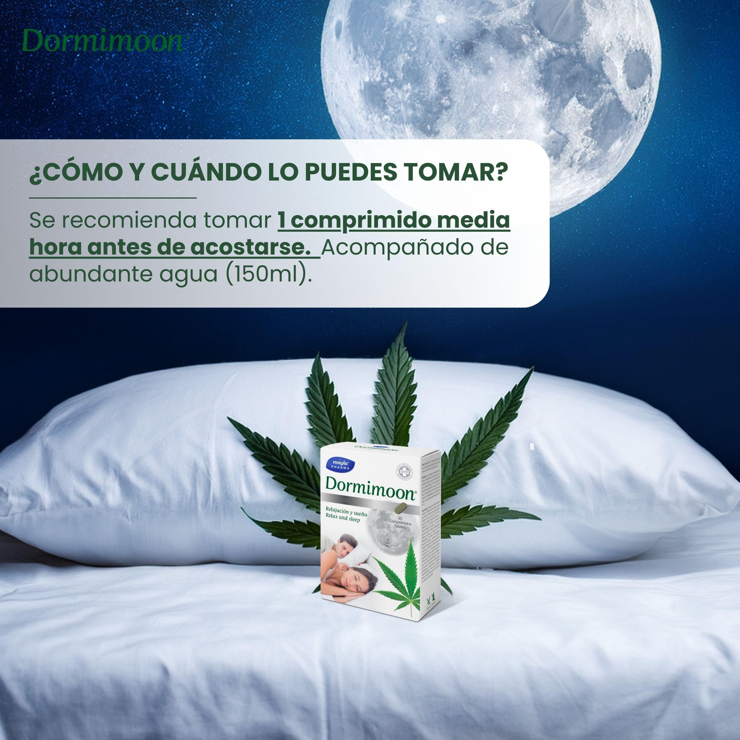 Aceite de Semillas de Cáñamo + Melatonina + Valeriana + Pasiflora + Lúpulo + Amapola de California + Ashwagandha + Vitamina B3 y B6 | 30 Comprimidos | Relajación y Sueño | 1 Toma al Día