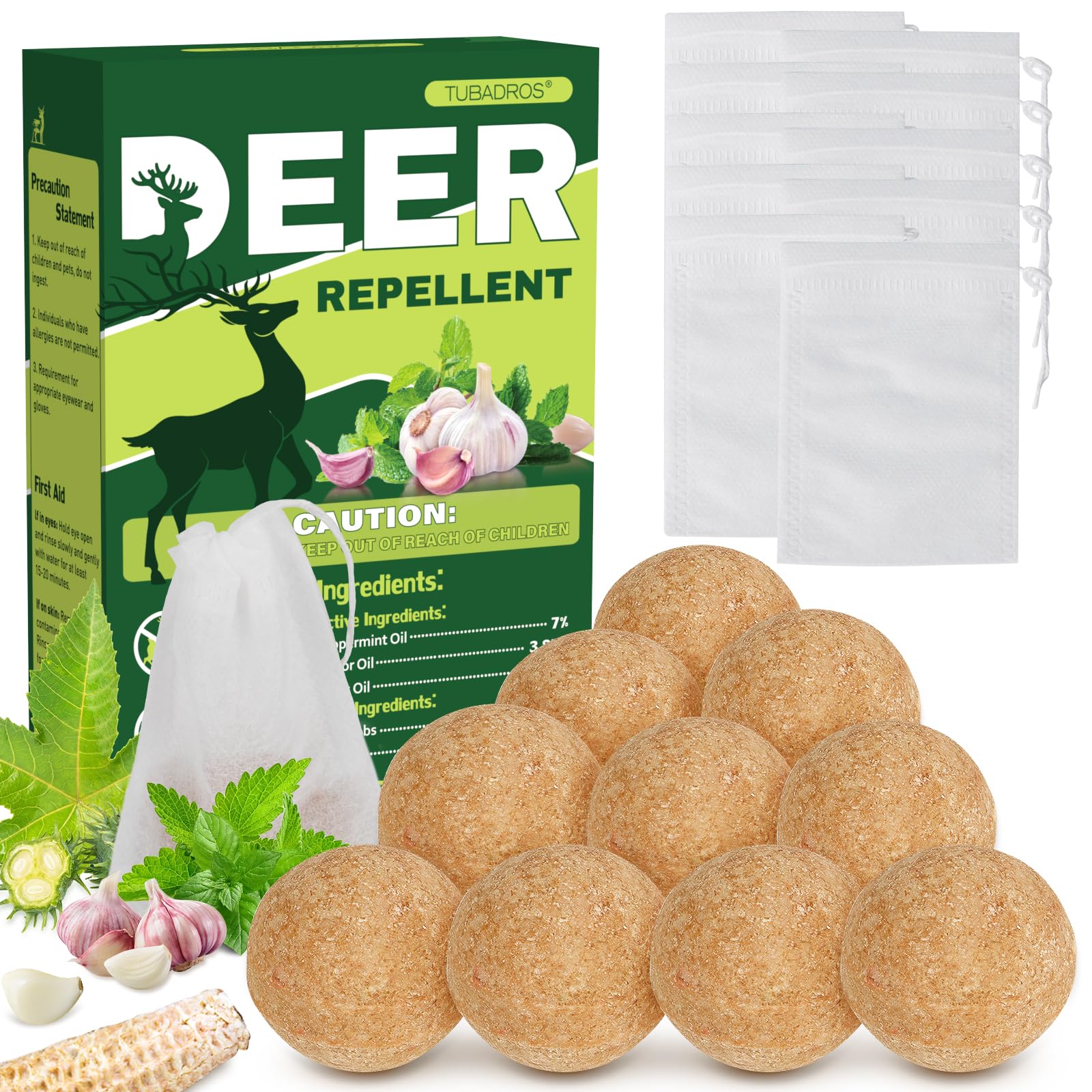 10 pack deer repellent, rabbit repellent, peppermint oil to repel deer, rabbit, deer deterrent outdoor for lawn, garden use