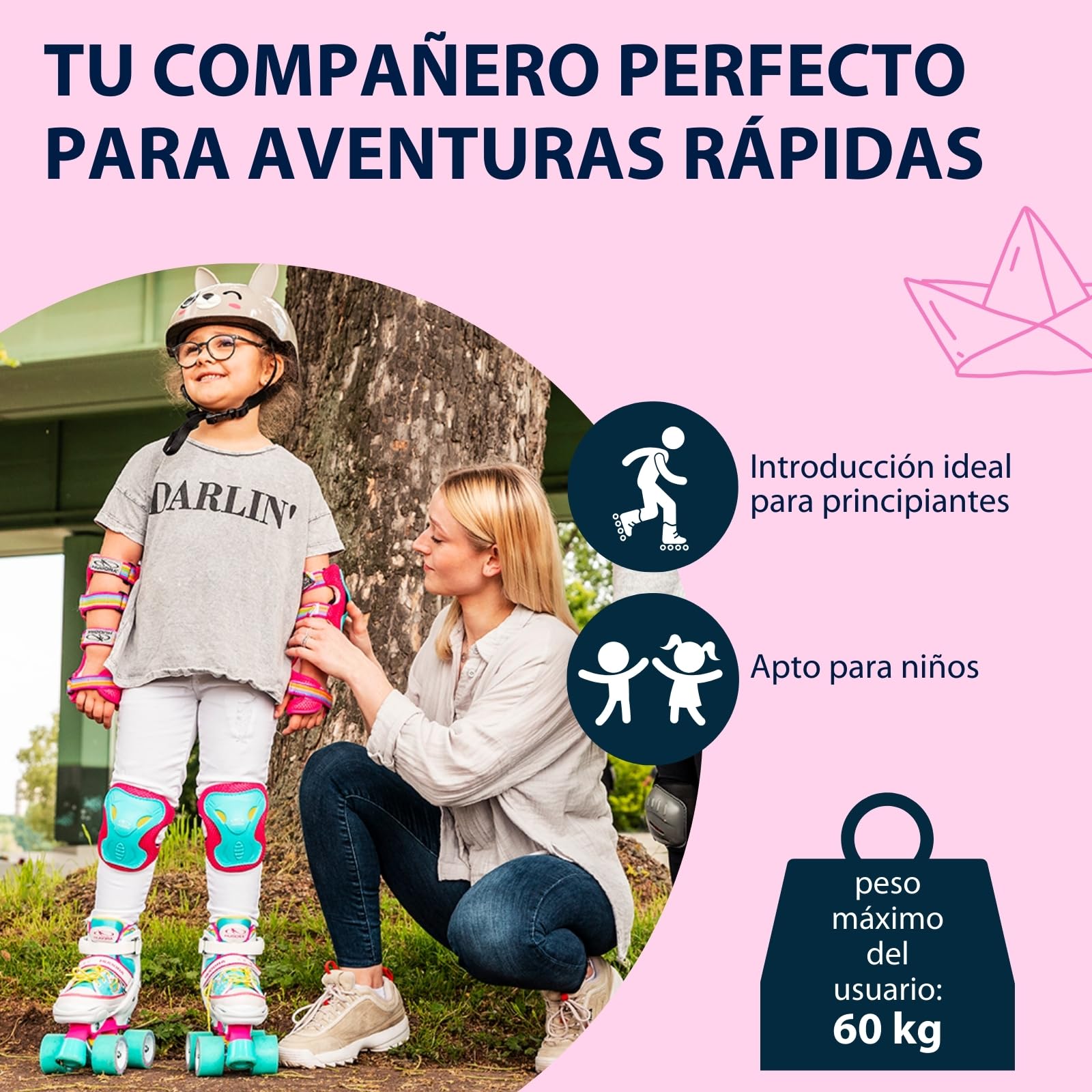 HUDORA Wonders Patines en diferentes tallas - cómodos patines ajustables para niños en más de 4 tallas - elegantes patines para niños hasta 60 kg - patines de ruedas de alta calidad hechos de nylon