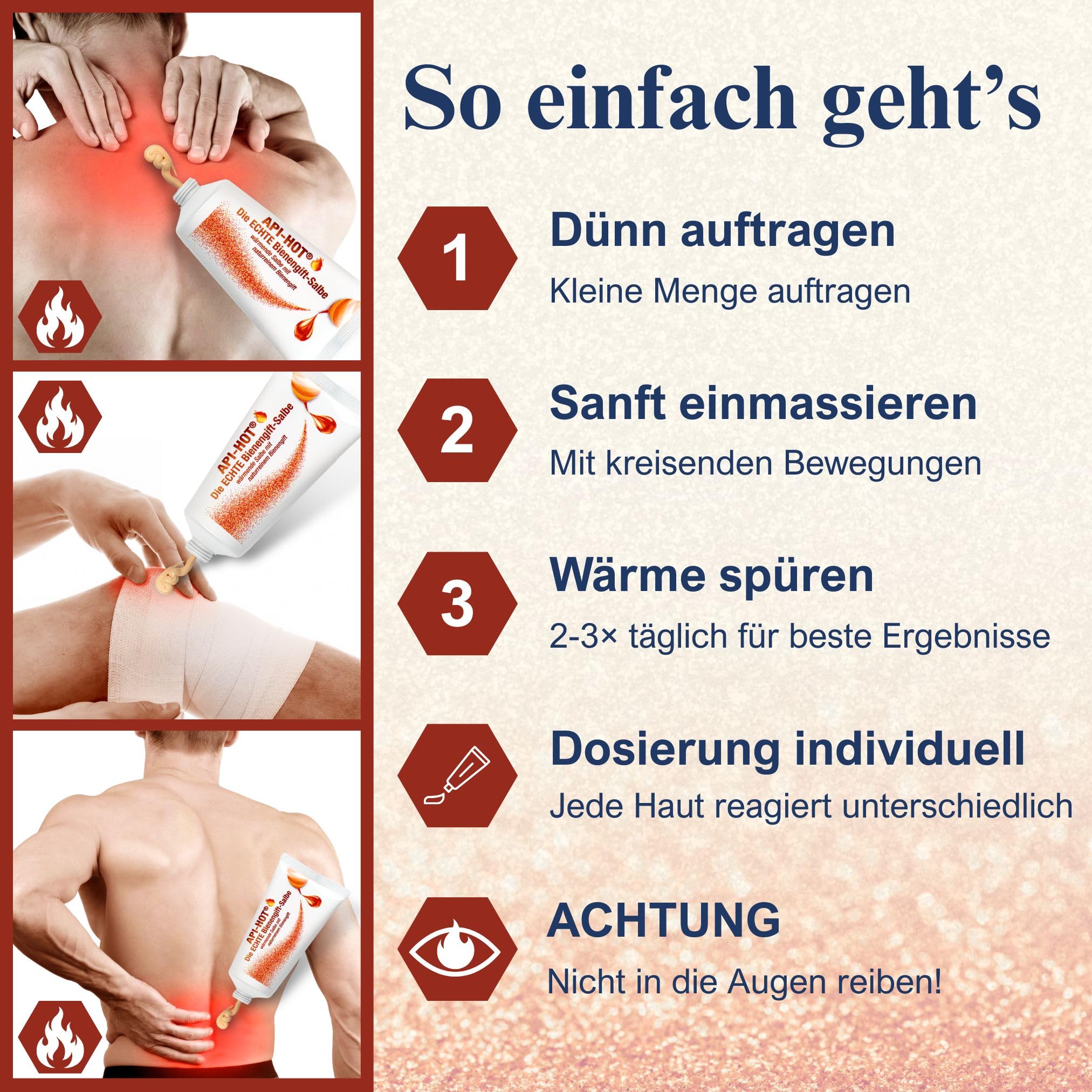API-HOT – Die ECHTE Bienengiftsalbe – Wärmecreme mit naturreinem Bienengift, Capsaicin & Allantoin – Muskel- & Gelenkpflege – Spezialpflege – Seit 1844 – das Original aus Deutschland – 50 ml