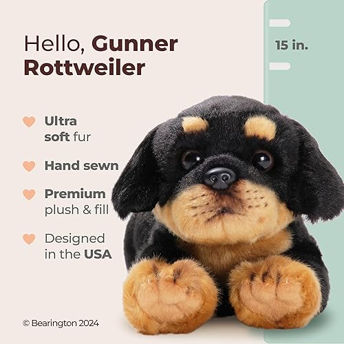 Miniatura 2 de Bearington Gunner Rottweiler - Perro de peluche de animales de peluche 15 pulgadas