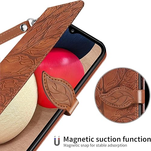 Miniatura 4 de Varohix Funda tipo cartera para Samsung Galaxy A03s con tarjeteroranura, a prueba de golpes, de piel sintética, con protección magnética, plegable,