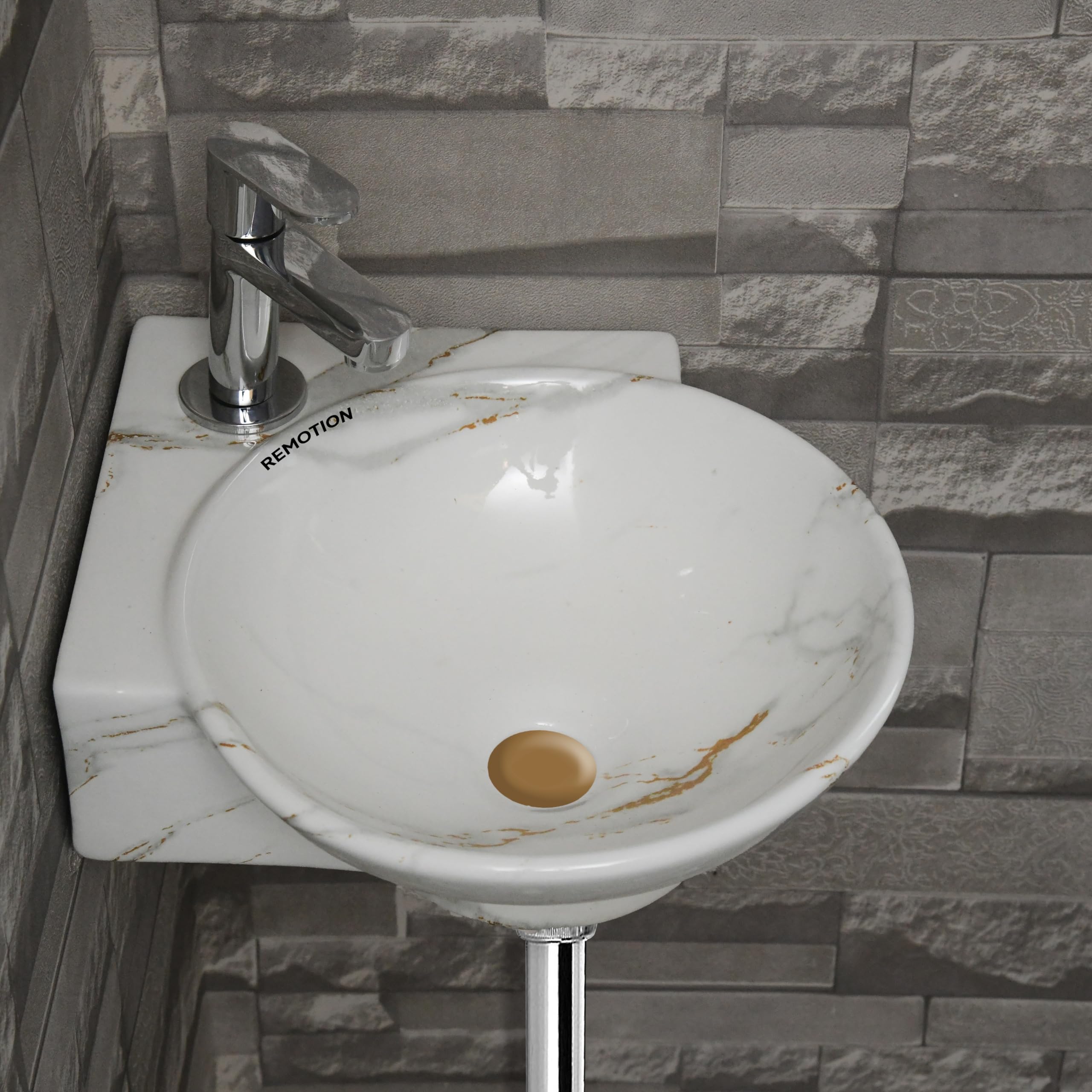 Black Gold Corner Sink - Wall Mounted Wash Basin -13 Black Gold Corner Sink - Wall Mounted Wash Basin -13