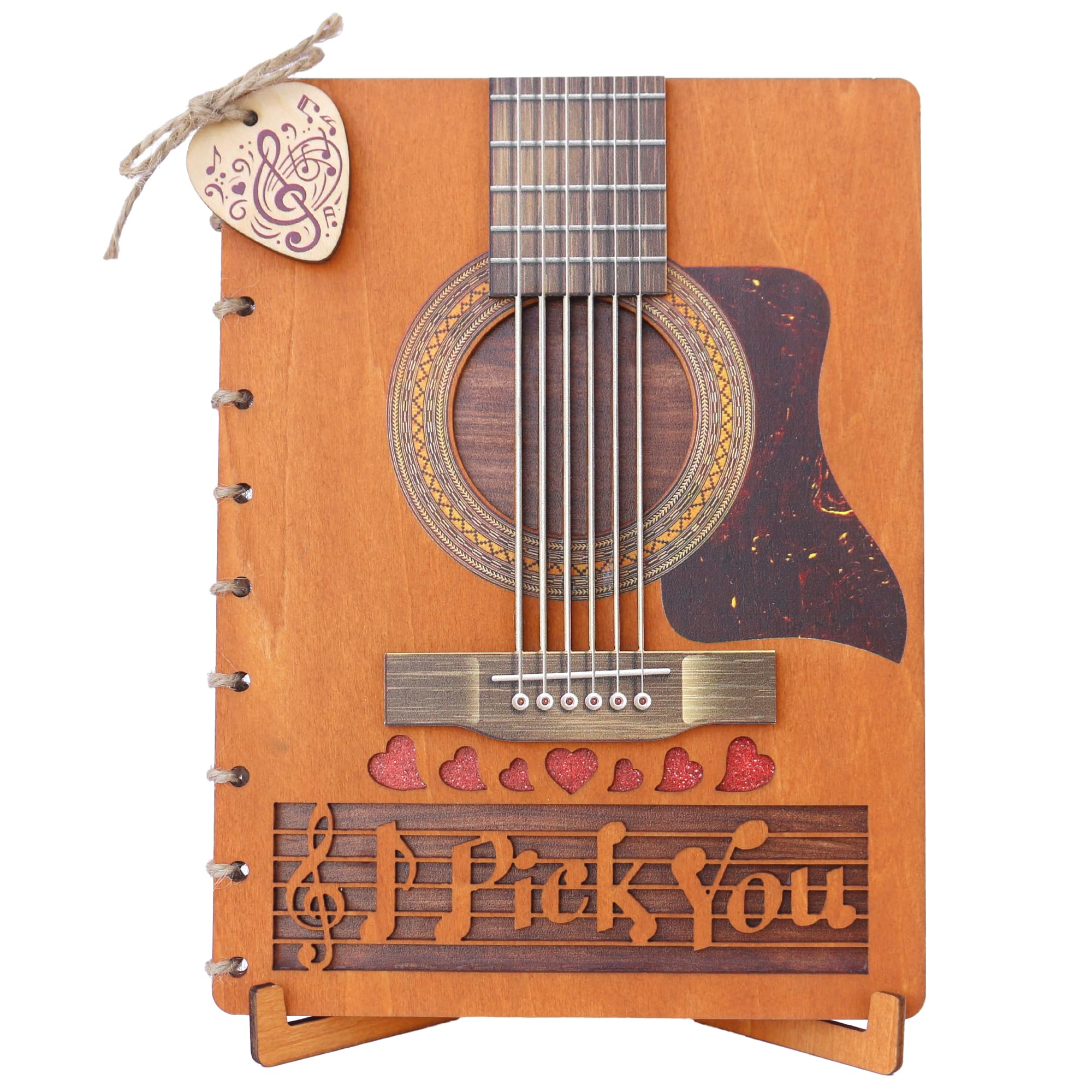 ONLANKET Guitar Wooden Anniversary Cards 6x8 in, Wooden Birthday Card, Happy Anniversary Card For Him or Her, Romantic Cards For Her, Love Anniversary