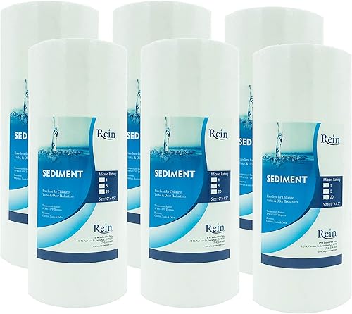 IPW Industries Inc Paquete de 6 cartuchos de repuesto de filtro de agua de sedimentos de flujo completo de 1 micrón, 10 x 4.5 pulgadas Filtración