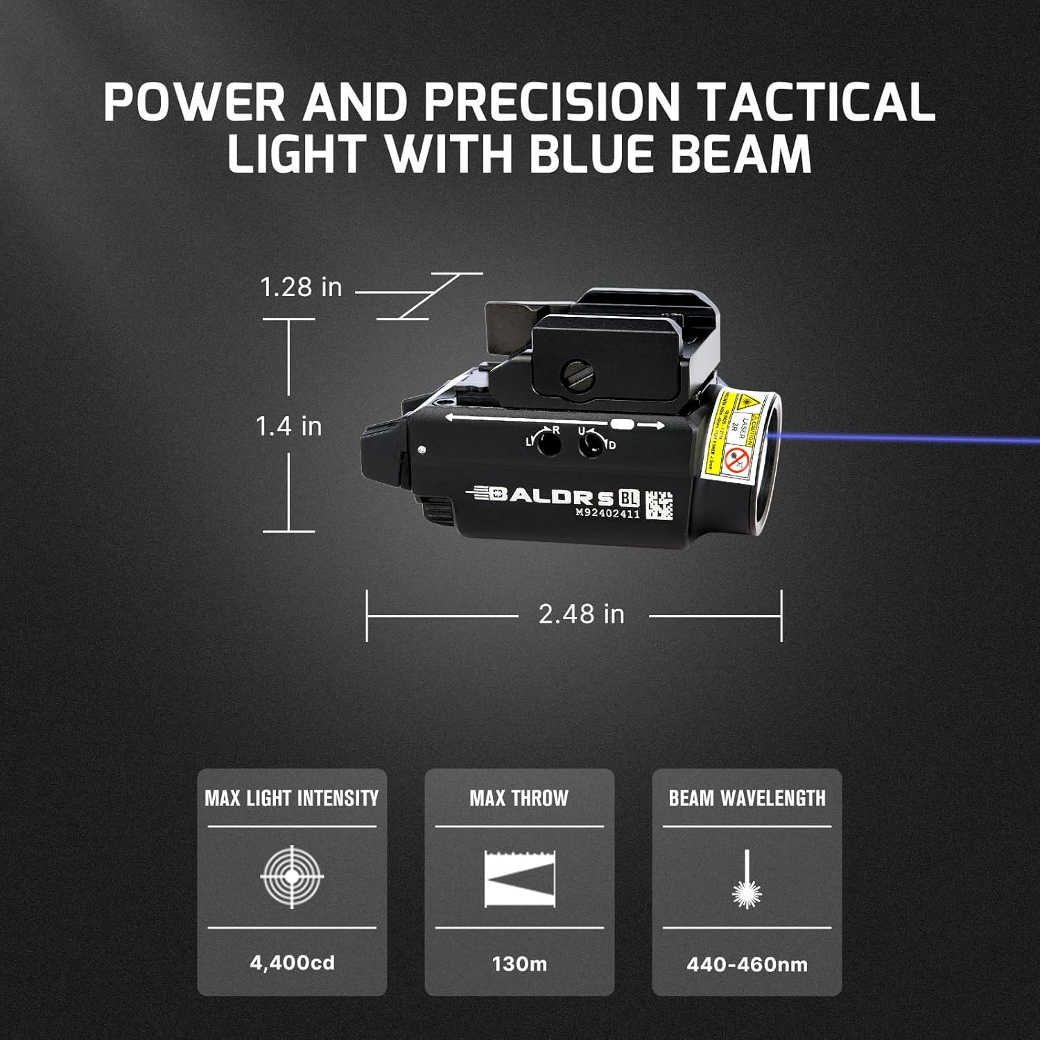 OLIGHT Warrior 3S 2300 Lumens Rechargeable Tactical Flashlight, Compact Dual-Switches LED Bright Light with Proximity Sensor and Baldr S Blue Beam 800 Lumens Magnetic USB Rechargeable Tactical Light