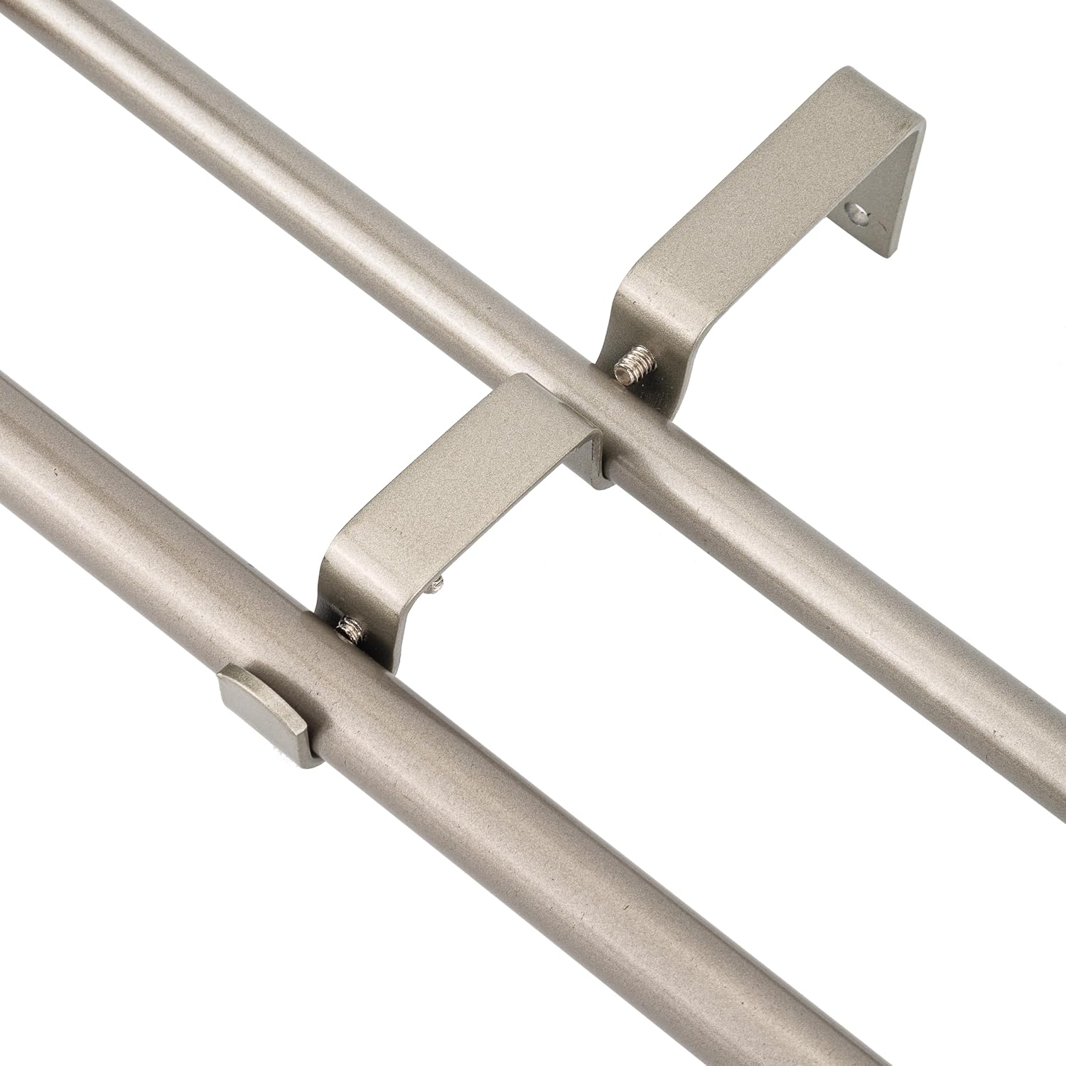 5/8" Double Curtain Rod with Royale Finials,Pewter,48‘’-84‘’