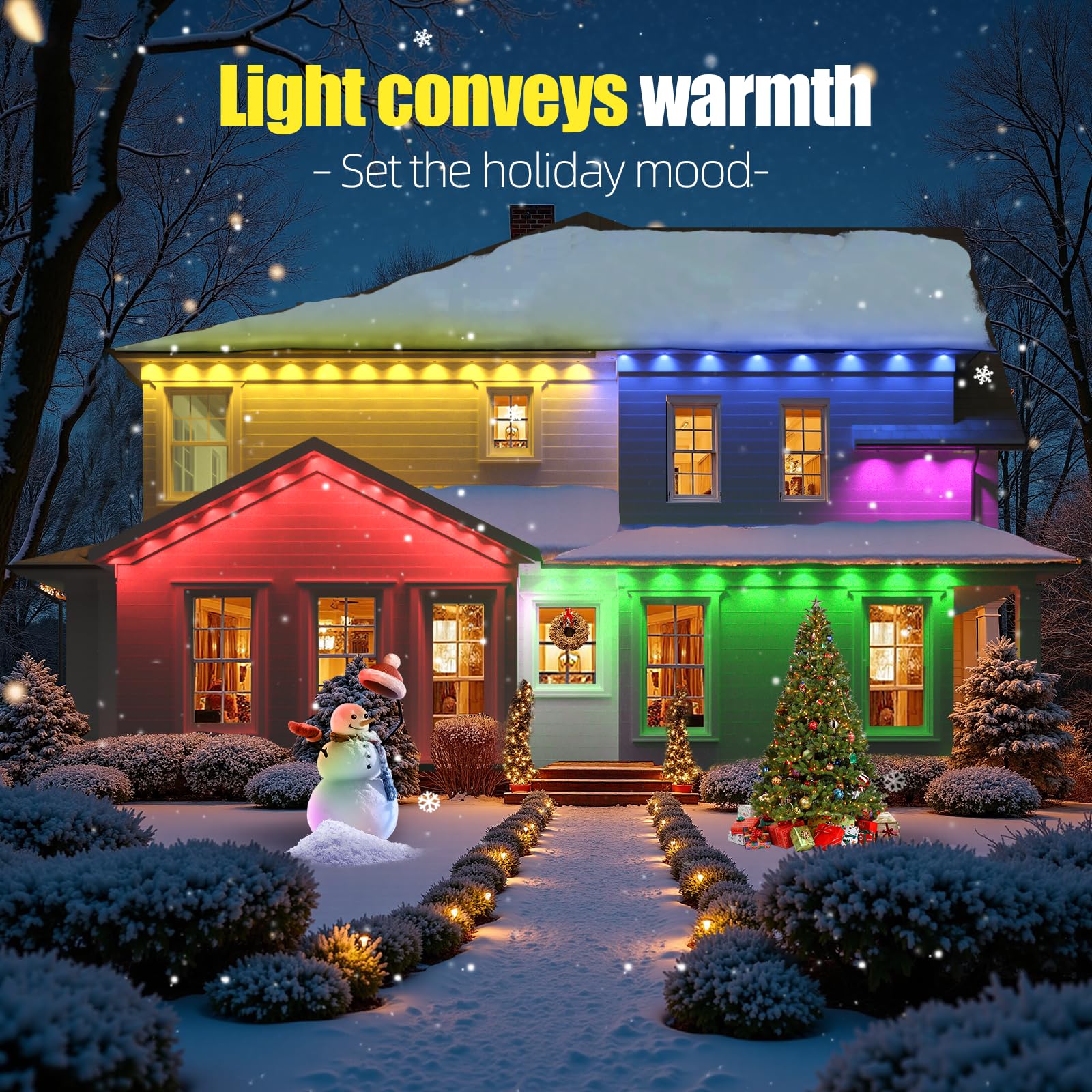Yolsunes Permanent Outdoor Lights, 200ft RGB+IC Smart LED Eaves Lights, Permanen - product photo
