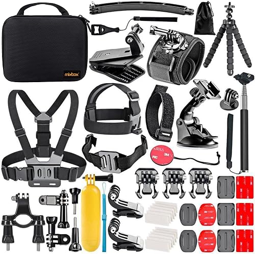 MIXBOX 50 in 1 Action Camera Accessory Kit Compatible with GoPro Hero 11/10/9/8/7/6/5, GoPro Max, GoPro Fusion, Insta360, DJI Osmo Action, AKASO, and More