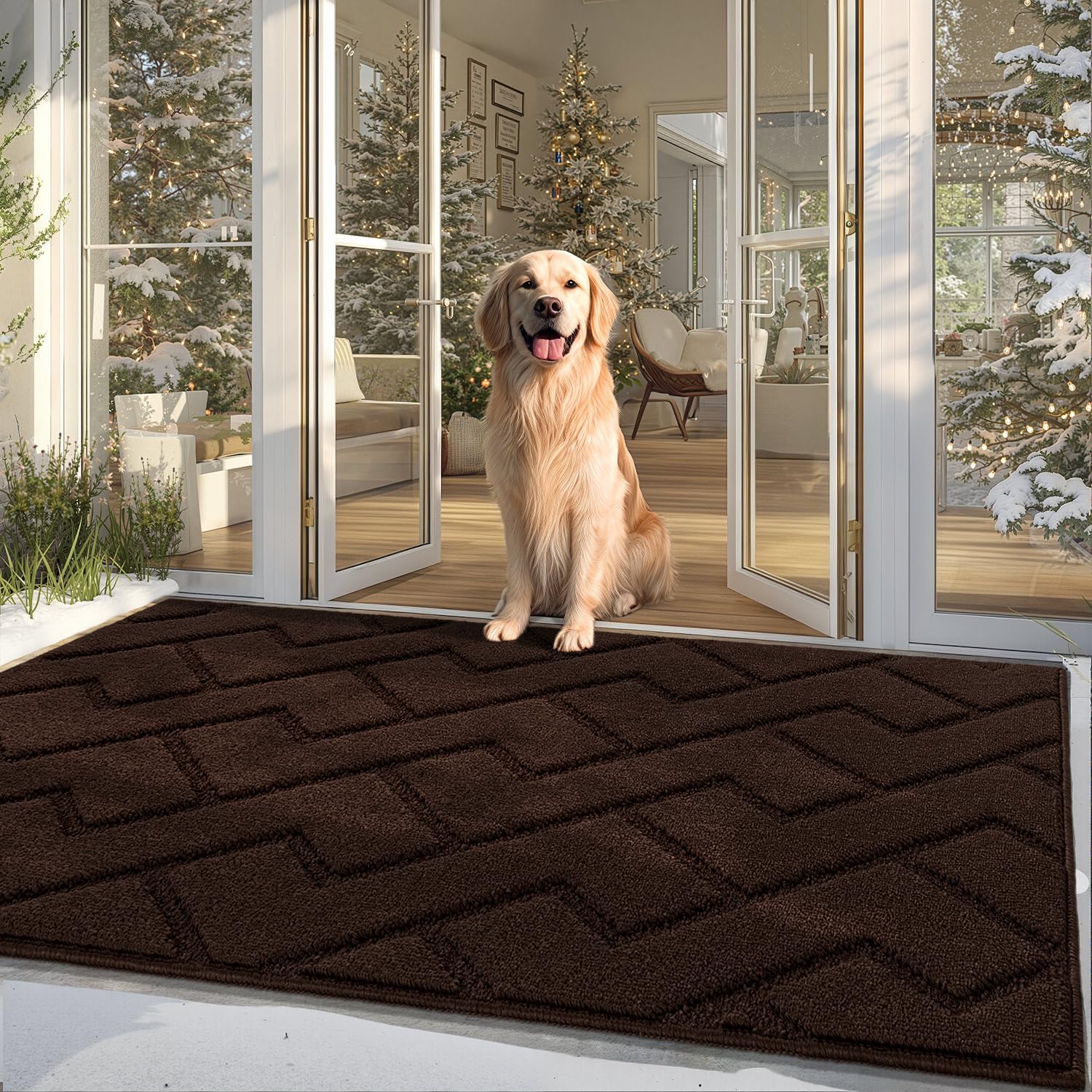 Biscpro Door Mat, 90x150cm DoorMat Indoor Washable, Doormat Indoor Dirt Trapper Non-slip,Absorbent Inside Entrance Rug Mat for Entryway,Patio,Garden,Laundry Room,Pets - Coffee — image 1