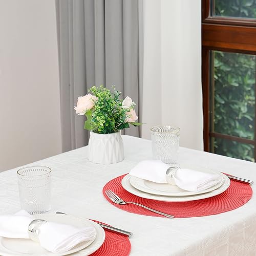 Miniatura 6 de HODJOY Juego de 6 manteles individuales redondos tejidos para mesa de comedor, manteles individuales lavables antideslizantes para el día de San
