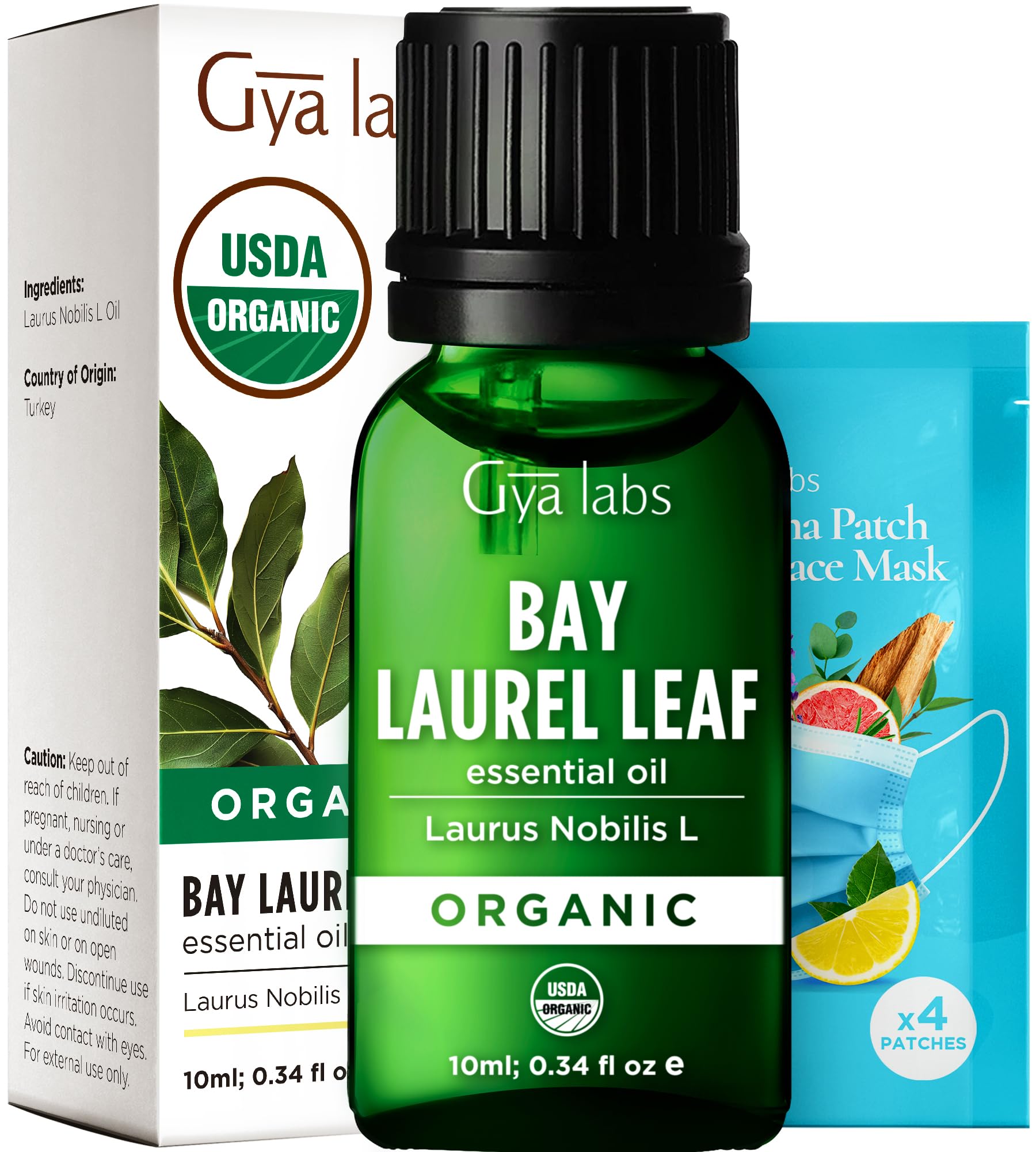 Gya Labs Organic Bay Leaf Essential Oil - 0.34 Fl Oz - for Skin, Hair, Diffuser, Aromatherapy, DIY Candle Making Scents