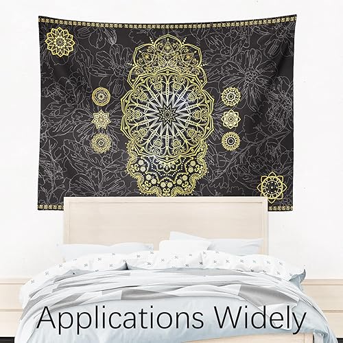 Miniatura 4 de Berkin Arts Tapiz decorativo con mandala bohemio bohemio, símbolos, iconos para colgar en la pared, telón de fondo estético, abstracto, religioso,