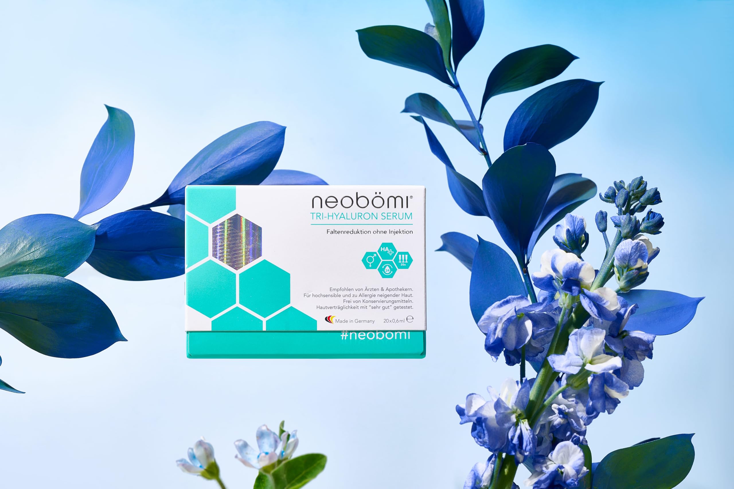 Hyaluronsäure Serum Hochdosiert - Vorratspackung 5 * 20 * 0,6ml - Hyaluron Anti-Aging Gesichtscreme gegen Falten - Natürliches Gesichtsserum - Dermatest Testsieger - Made in Germany