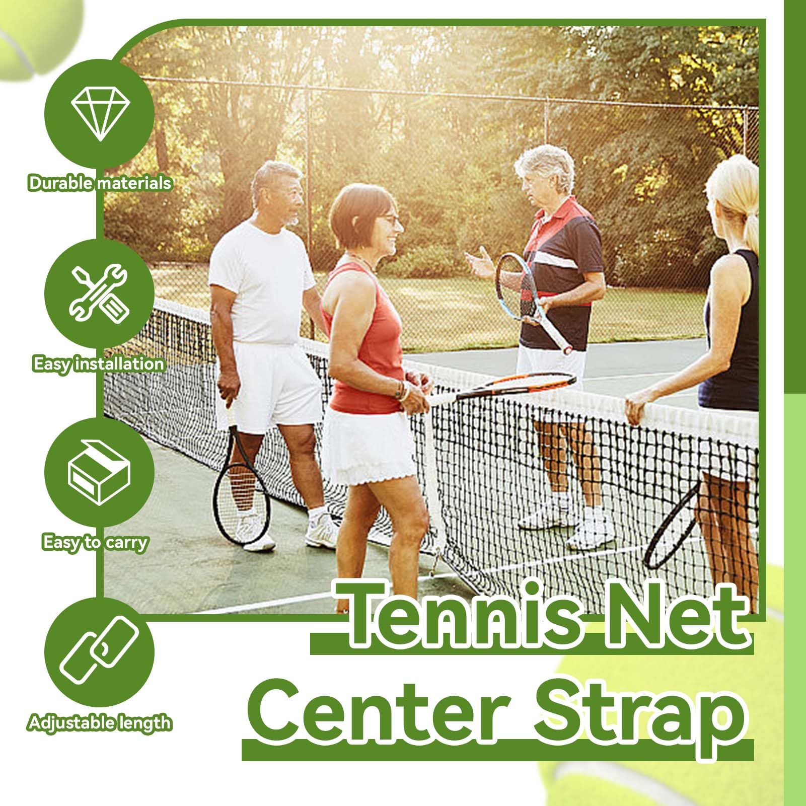 Tennis Net Strap, Adjustable Height Tennis Net Center Strap with Stainless Steel Buckle for Sports Training, White
