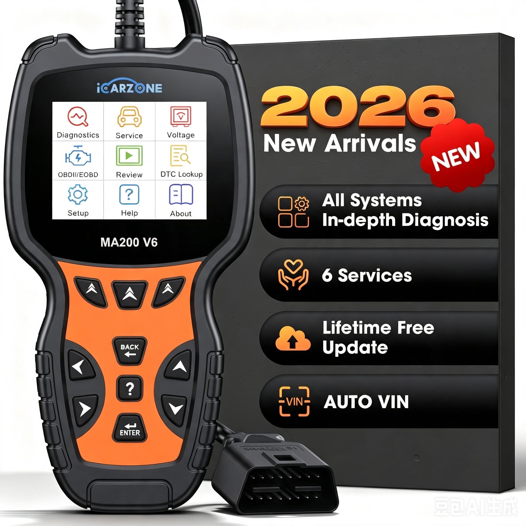 MA200 V6 OBD2 skaner do wszystkich systemów samochodowych, profesjonalny czytnik kodów błędów do większości modeli samochodów