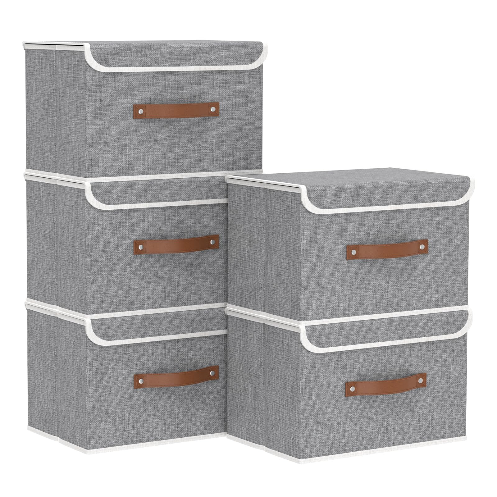 Yawinhe Aufbewahrungsbox mit Deckel, Faltbare Stoffboxen, Waschbare, für Schlafzimmer, Kleideraufbewahrung
