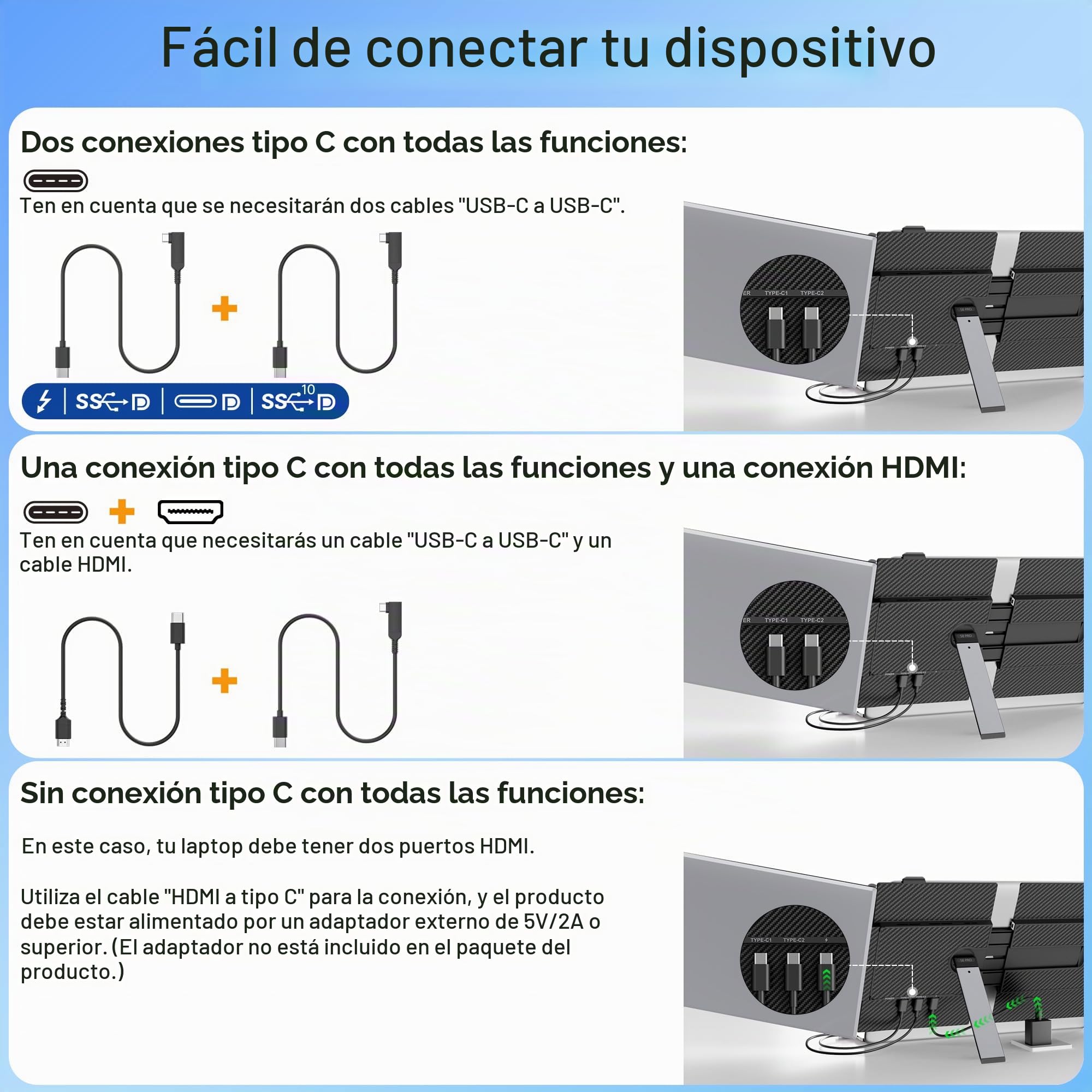 KEFEYA Extensor De Pantalla para Portátil de 14", 100% sRGB FHD 1080P IPS Triple Pantalla para Portatil, Monitor Portátil Pantalla de 13 a 17,3», Plug & Play para Windows/Mac/Android/Switch/PS5