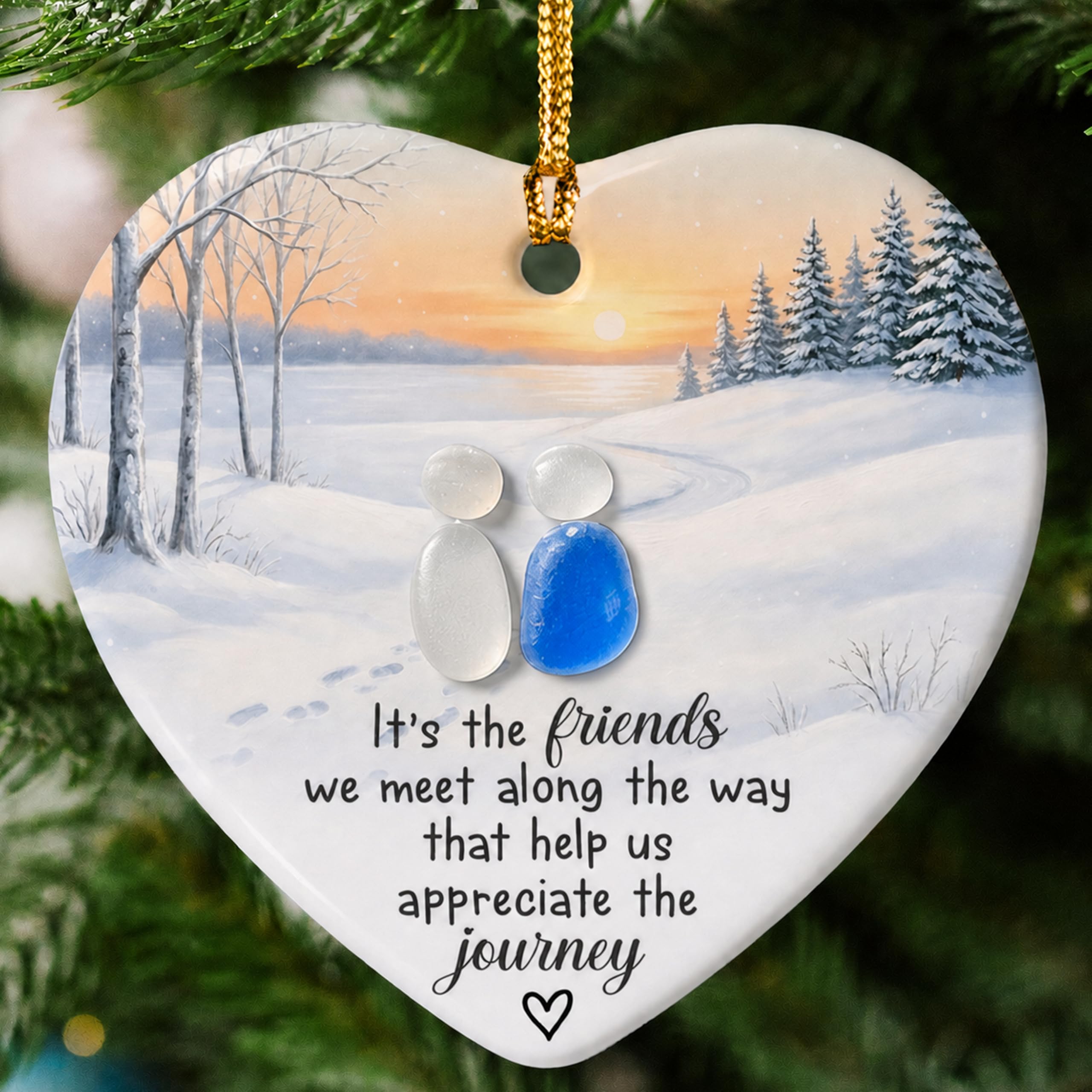 Real Sea Glass Friendship Ornaments, Its The Friends We Meet Along The Way