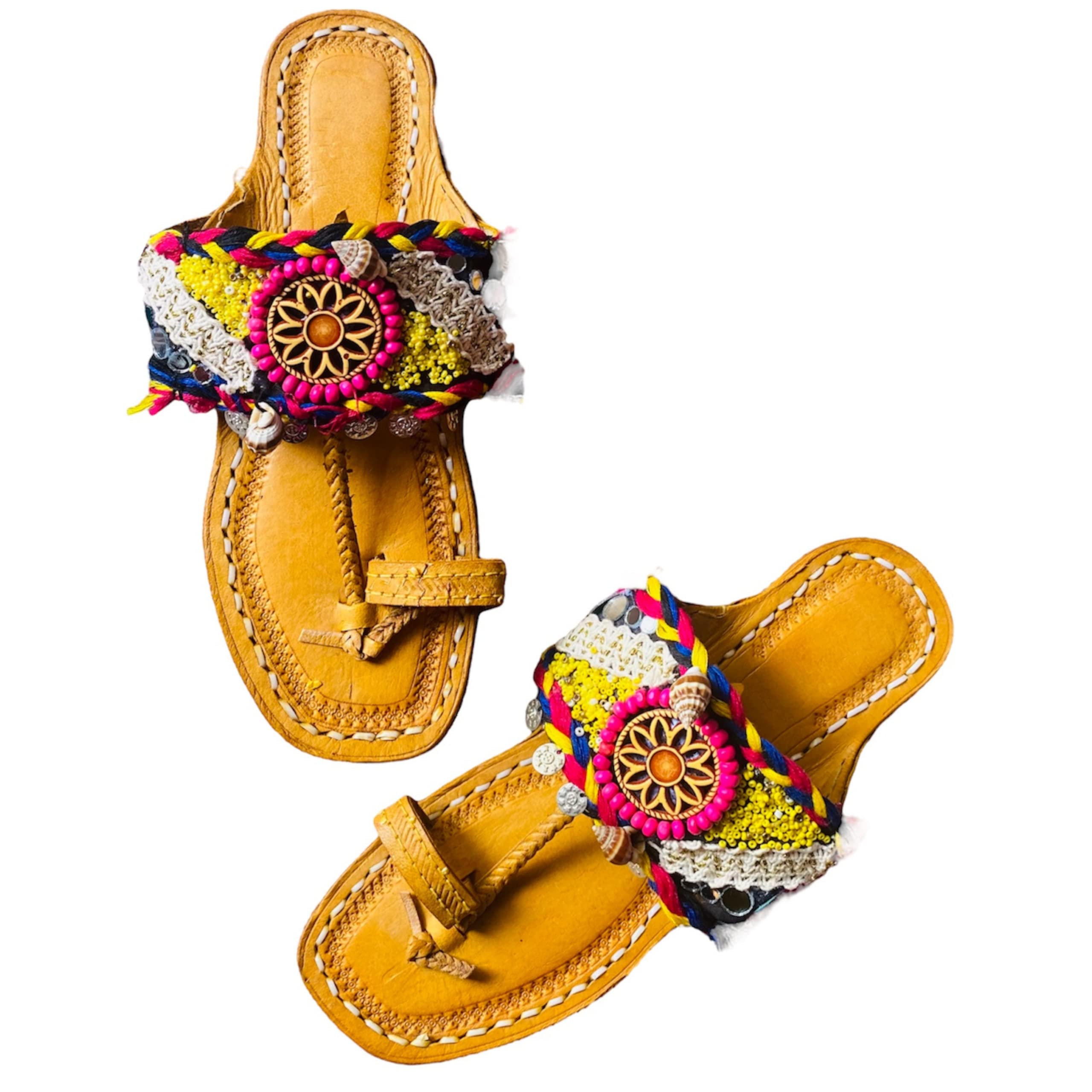 Ora boho Original Kolhapuri ethnic flats for Women | Leather fancy kollapur chappal | Stylish ladies Bohemian sandal | Traditional kolapuri footwear | Bohemian colapuri for girls | Pink color-image-45