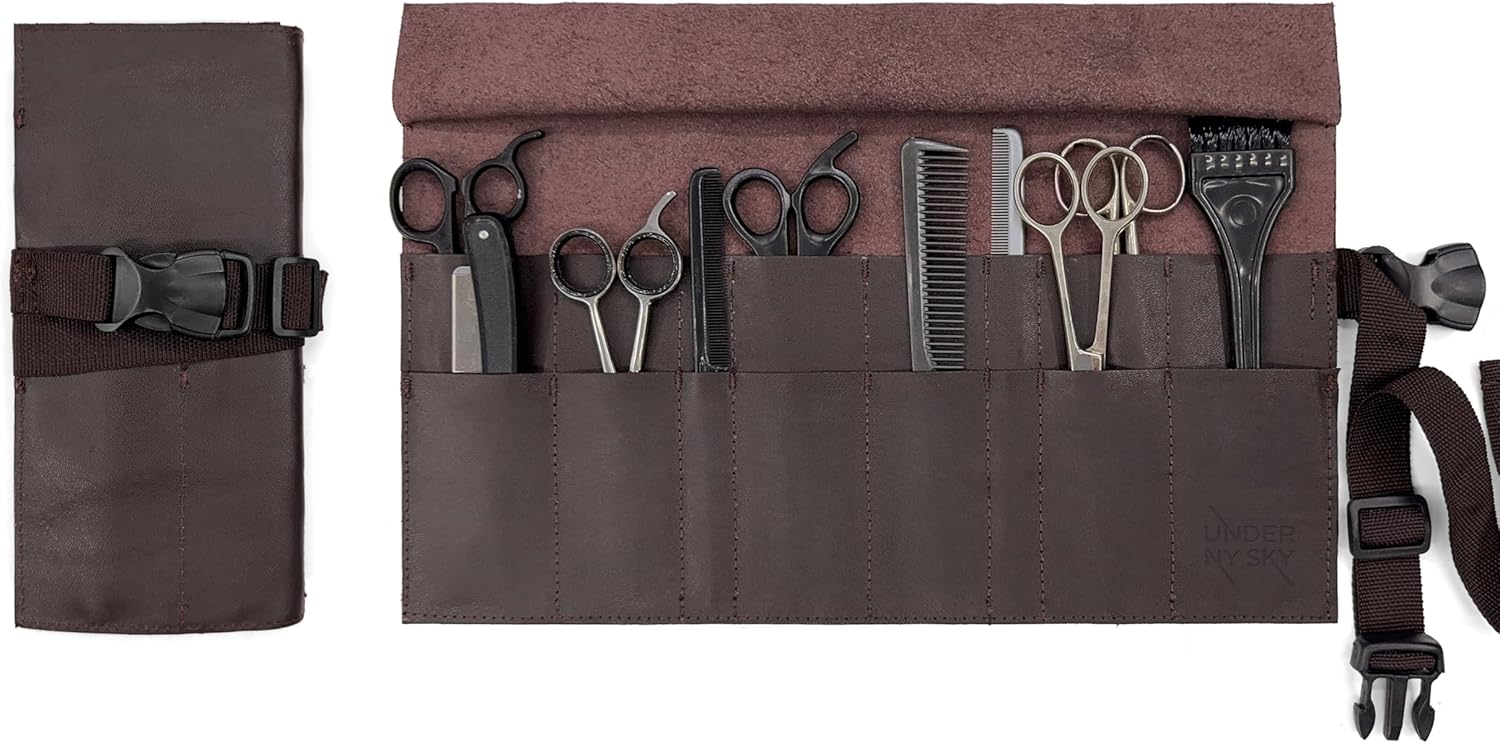 Under NY Sky Leather Apron and Tool Holder - Professional Products for Hair Stylists, Barbers & Hairdressers